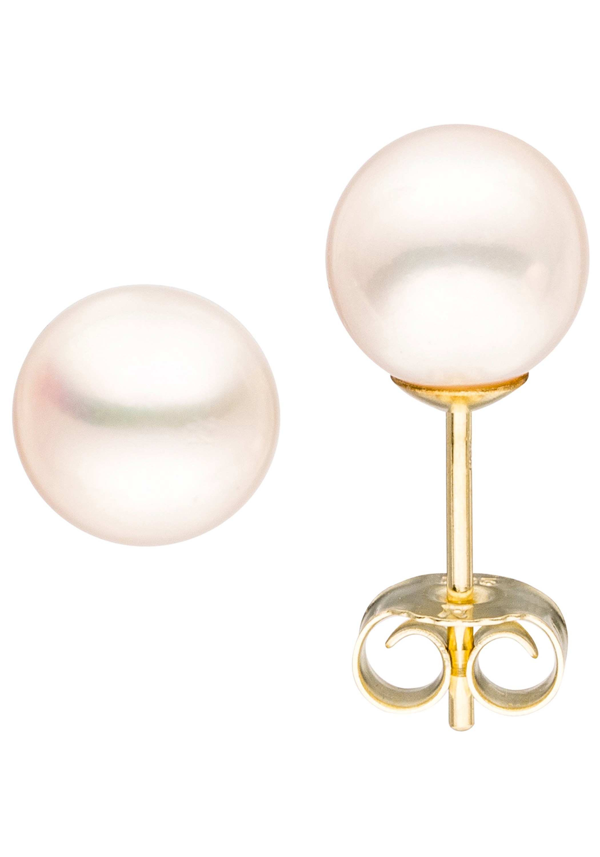 Paar Ohrstecker JOBO, gold (gelbgold 333), Ohrringe, Damen, 7,5mm, Gelbgold 333 Perlen, Gelbgold 333, Perlen, 333 Gold mit Süßwasser-Zuchtperlen 7,5 mm