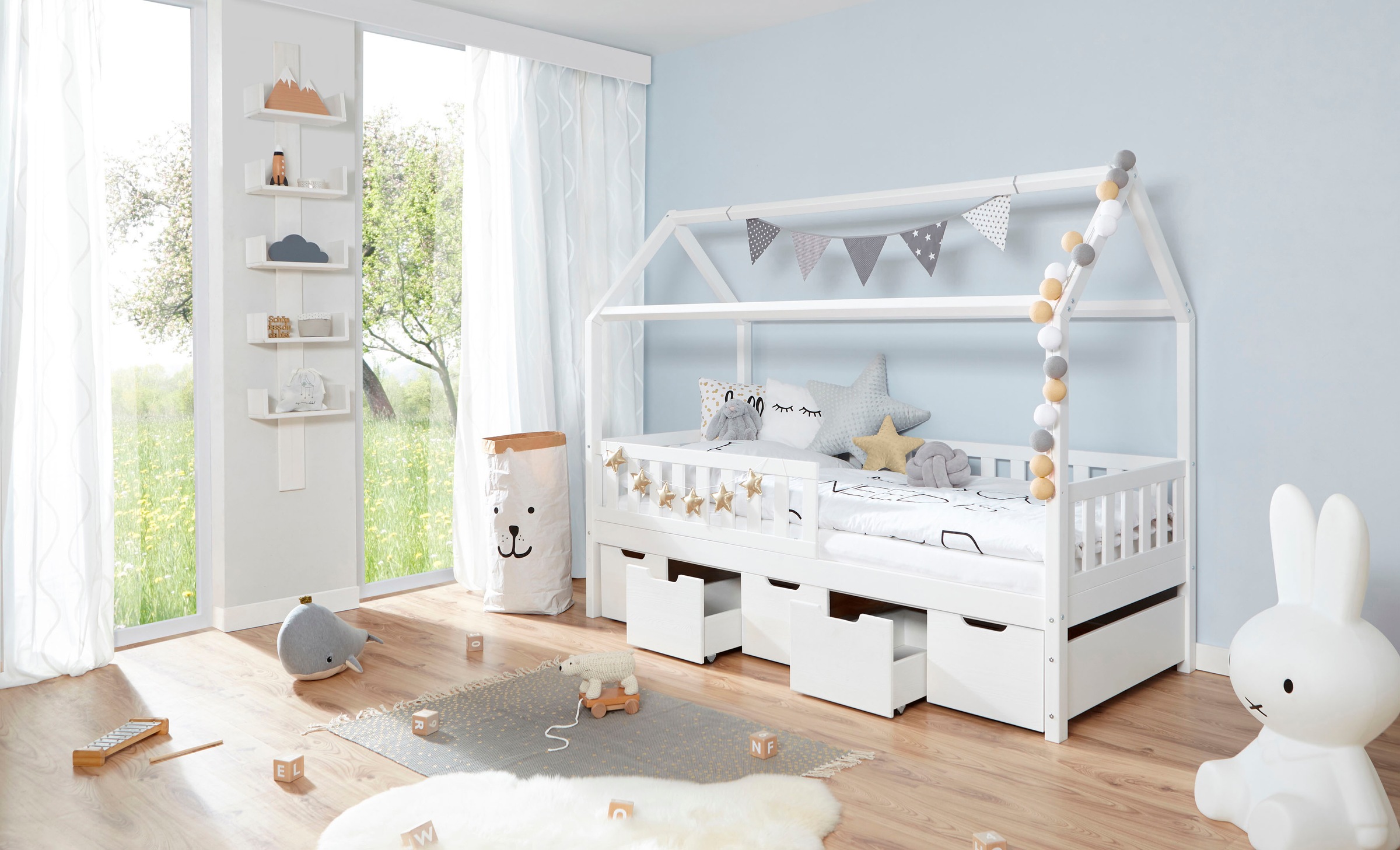 Ticaa Hausbett "Traumhaus", Hausbett, inkl. Schubkasten und Rollrost günstig online kaufen