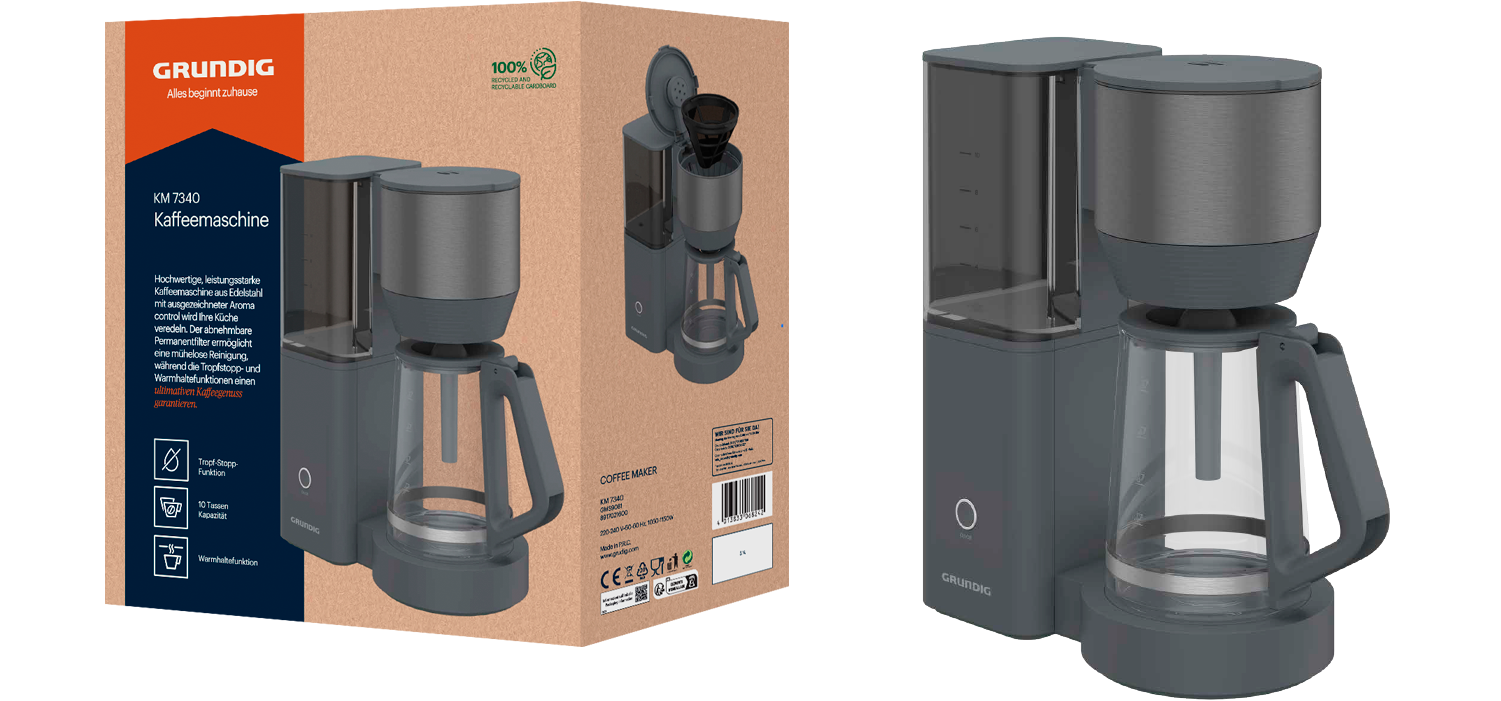 Grundig Filterkaffeemaschine »KM 7340«, 1,5 l Kaffeekanne, Permanentfilter