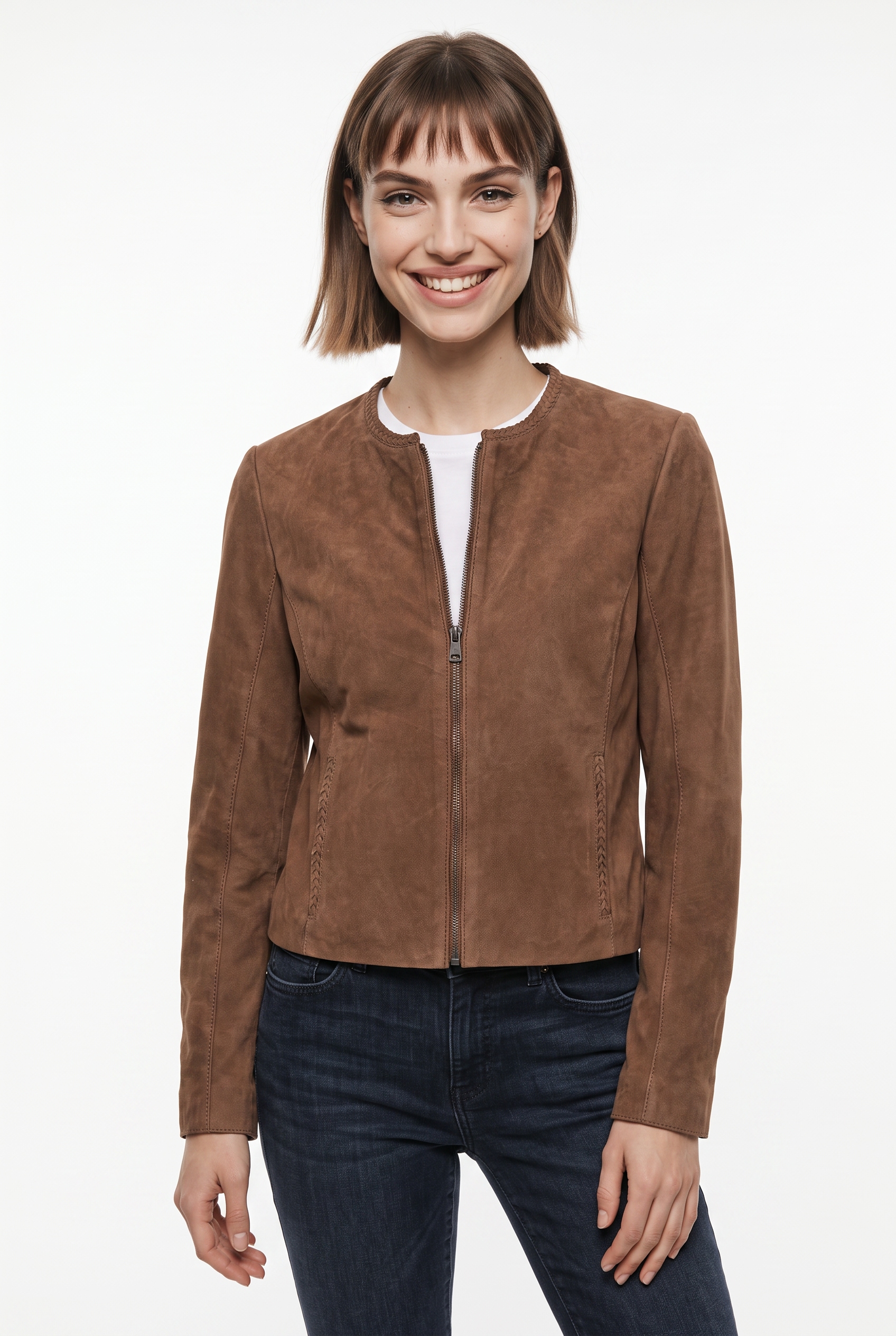 Mauritius Lederjacke "MWZainu" Kurzjacke mit geflochtenen Details
