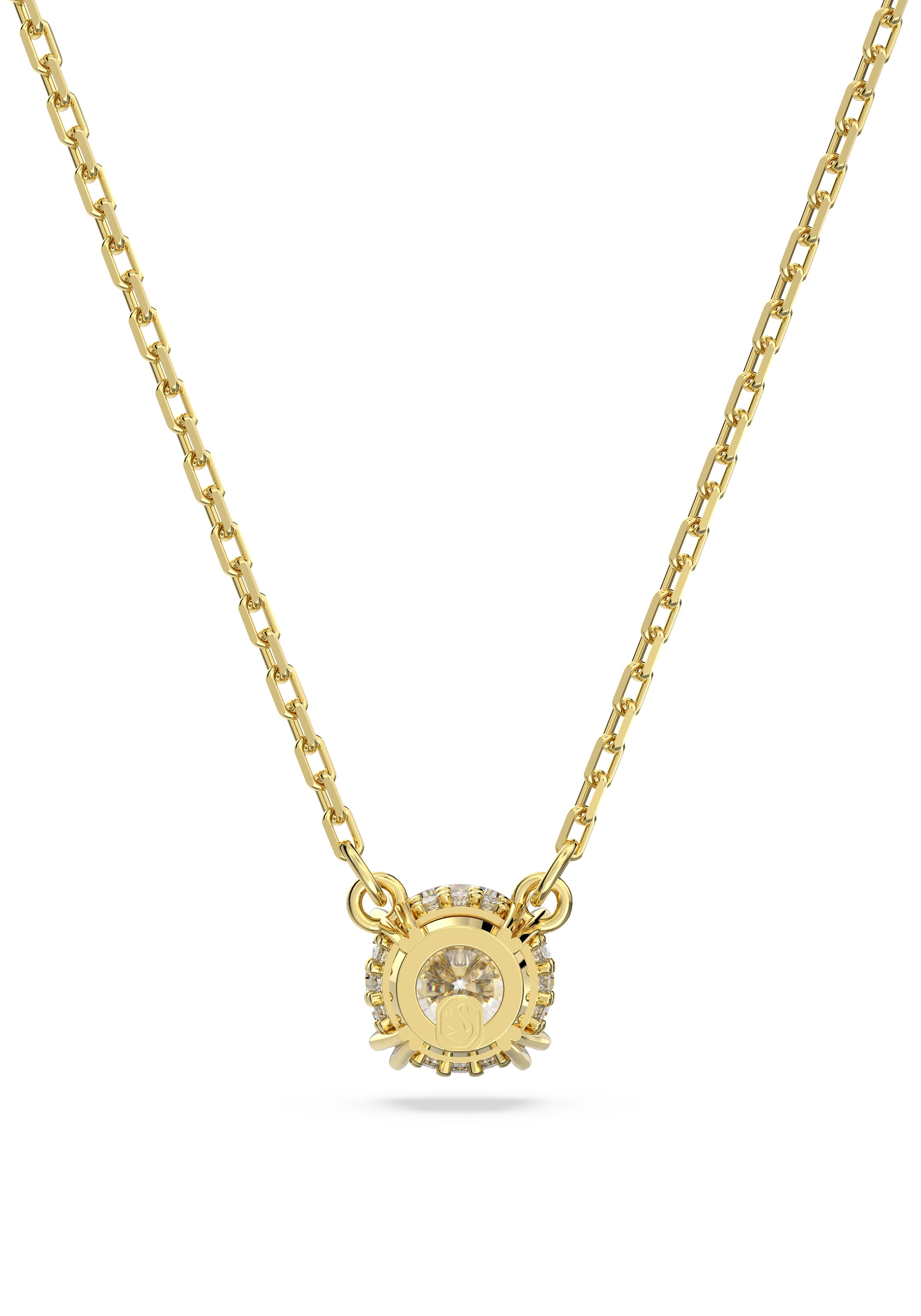 Kette mit Anhänger SWAROVSKI "Stilla Round", gold (gelbgoldfarben, kristallweiß), Halsketten, Damen, Metall, L: 42 B: 0,9mm, mit Swarovski Kristall, B:0,9mm 3