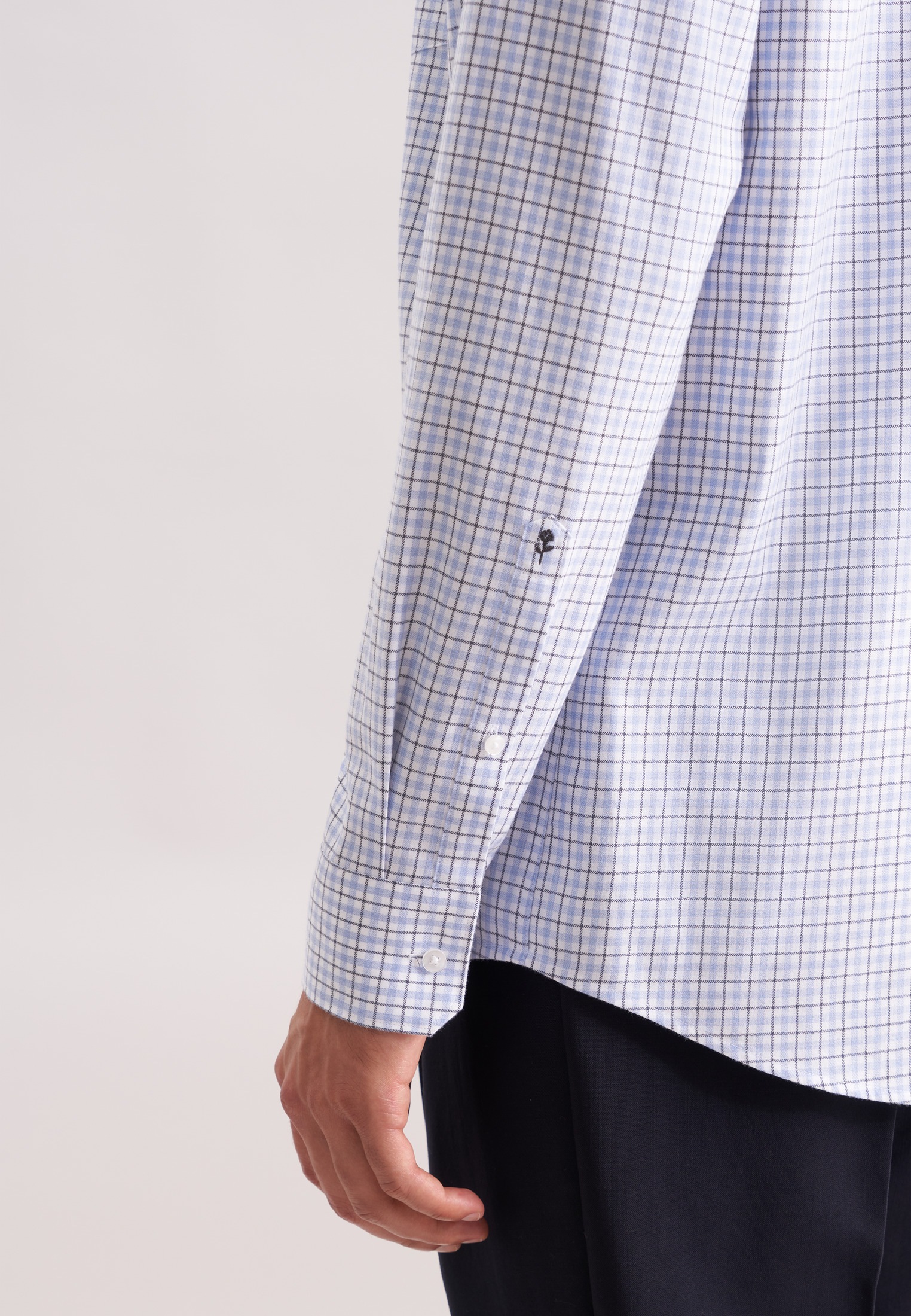 seidensticker Flanellhemd »Schwarze Rose« Regular 1/1 Button-Down-Kragen Karo