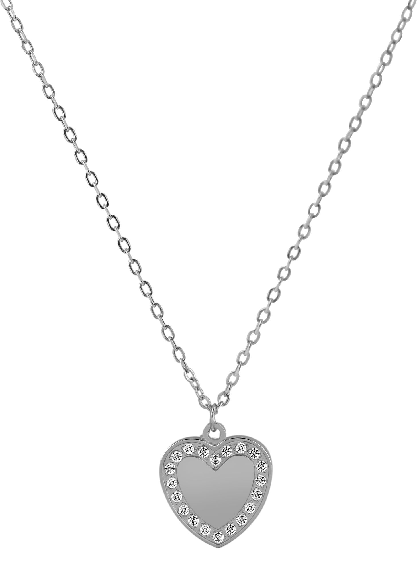 ADELIA ́S Damen Kette ohne Anhänger "Halskette mit Anhänger – Herz aus Edelstahl", 43cm, Edelstahl, silber, Edelstahl, Halsketten, Zum Verschenken –