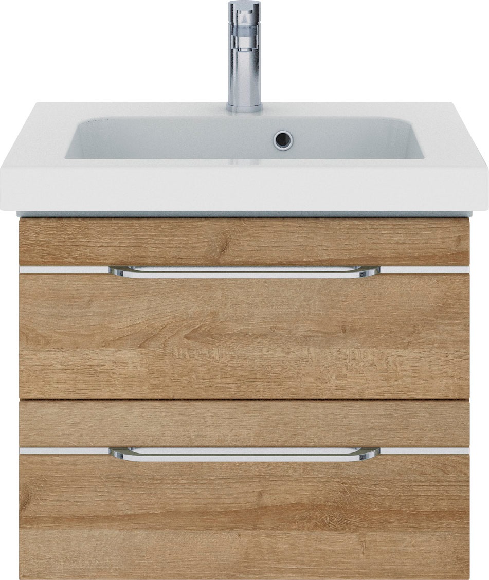 Saphir Badmöbel-Set »Balto Sprint 3-teilig, Mineralmarmor-Waschtisch mit LED-Spiegelschrank«, (4 St.), inkl. Türdämpfer, 100 cm breit, mit Midischrank, 3 Türen, 4 Schubladen