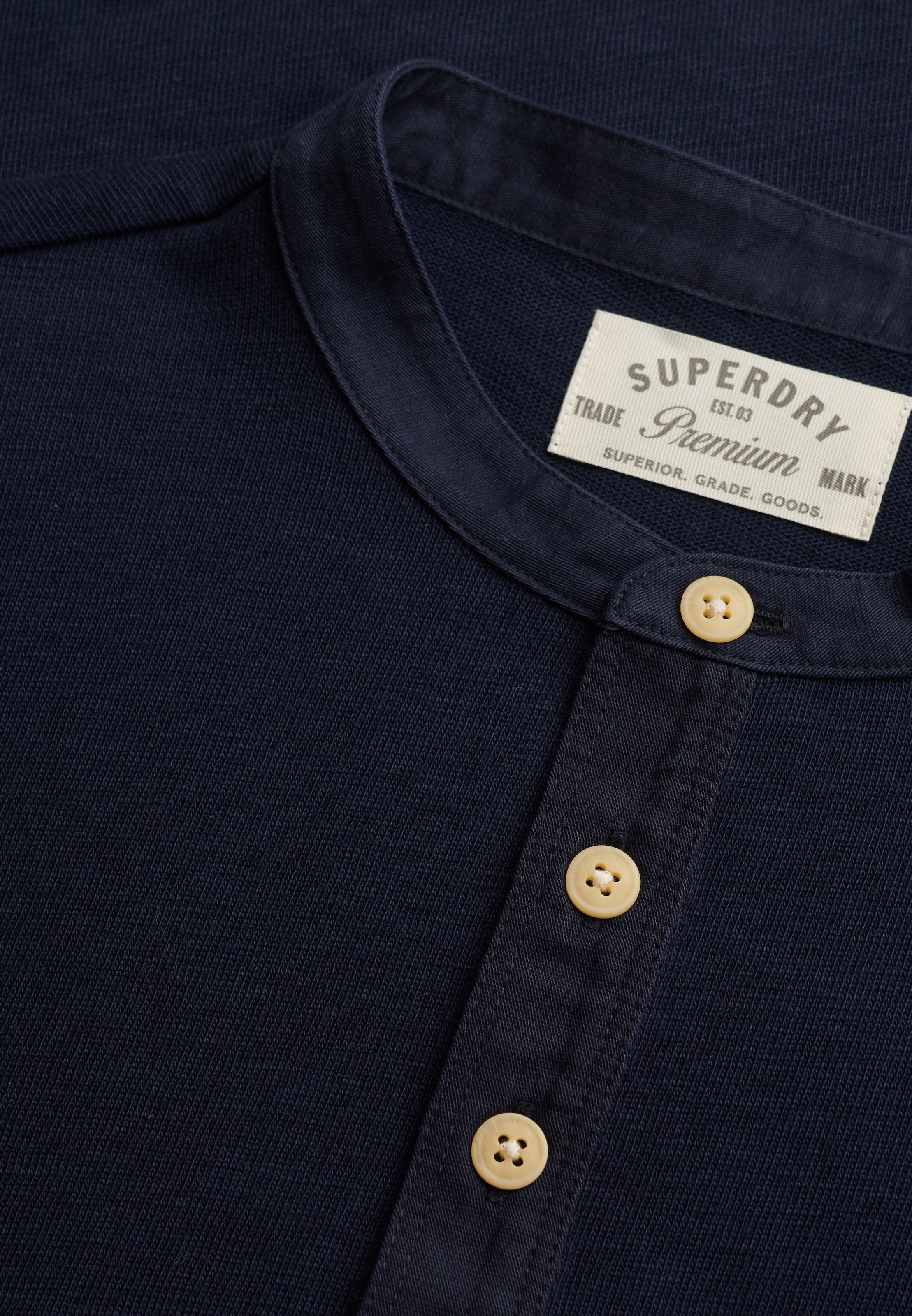 Superdry Langarmshirt »WOVEN PLACKET GRANDAD TOP« Baumwolle, relaxed fit