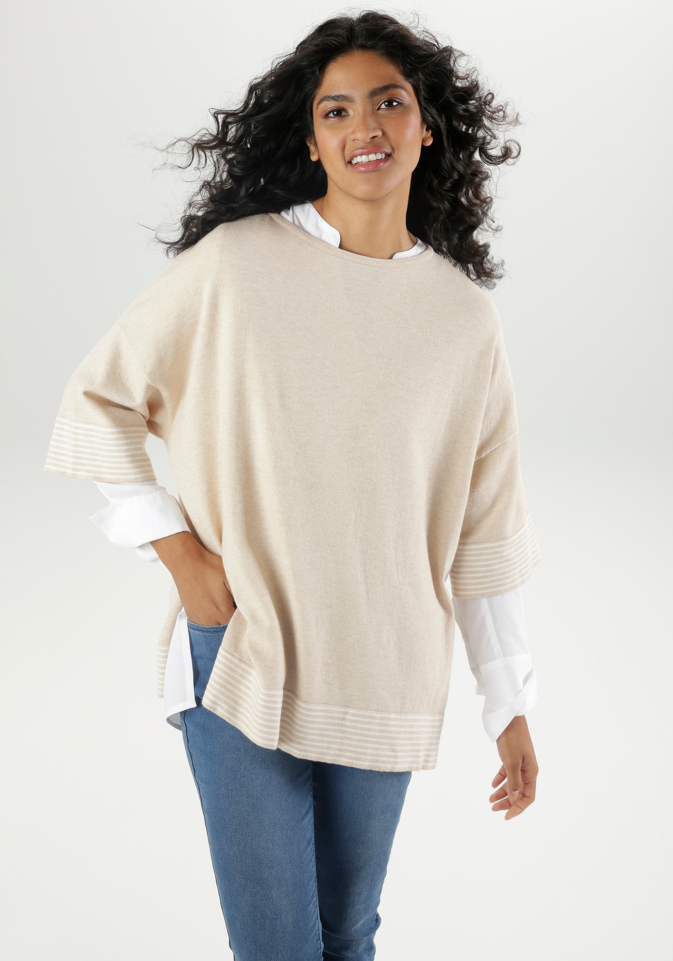 Aniston SELECTED Strickpullover, im lässigen Poncho-Style günstig online kaufen