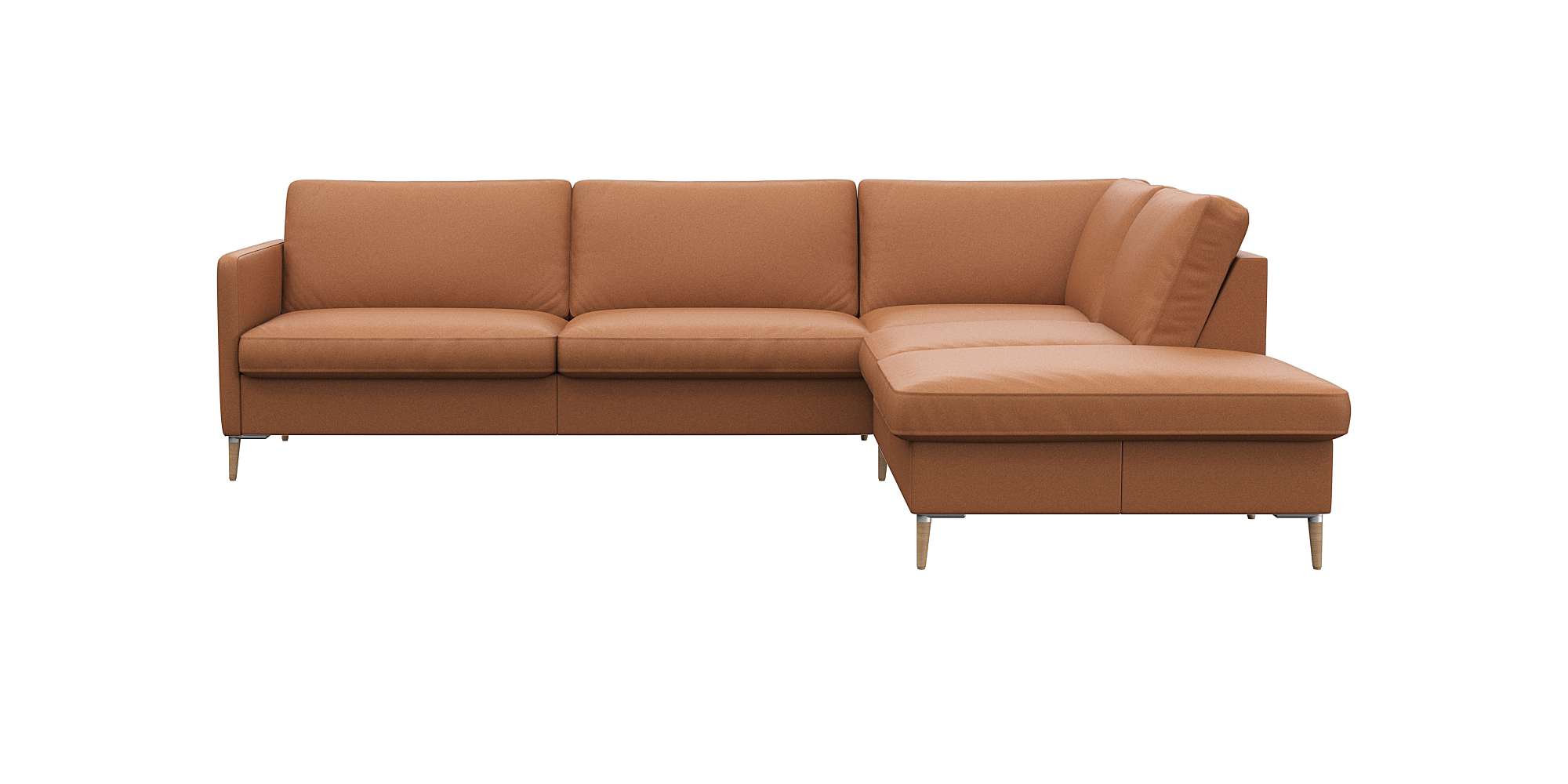 FLEXLUX Ecksofa "Fiore, super Sitzkomfort durch Kaltschaum im Sitz, L-Form" schmale Armlehnen, Füße Alu+ Eiche