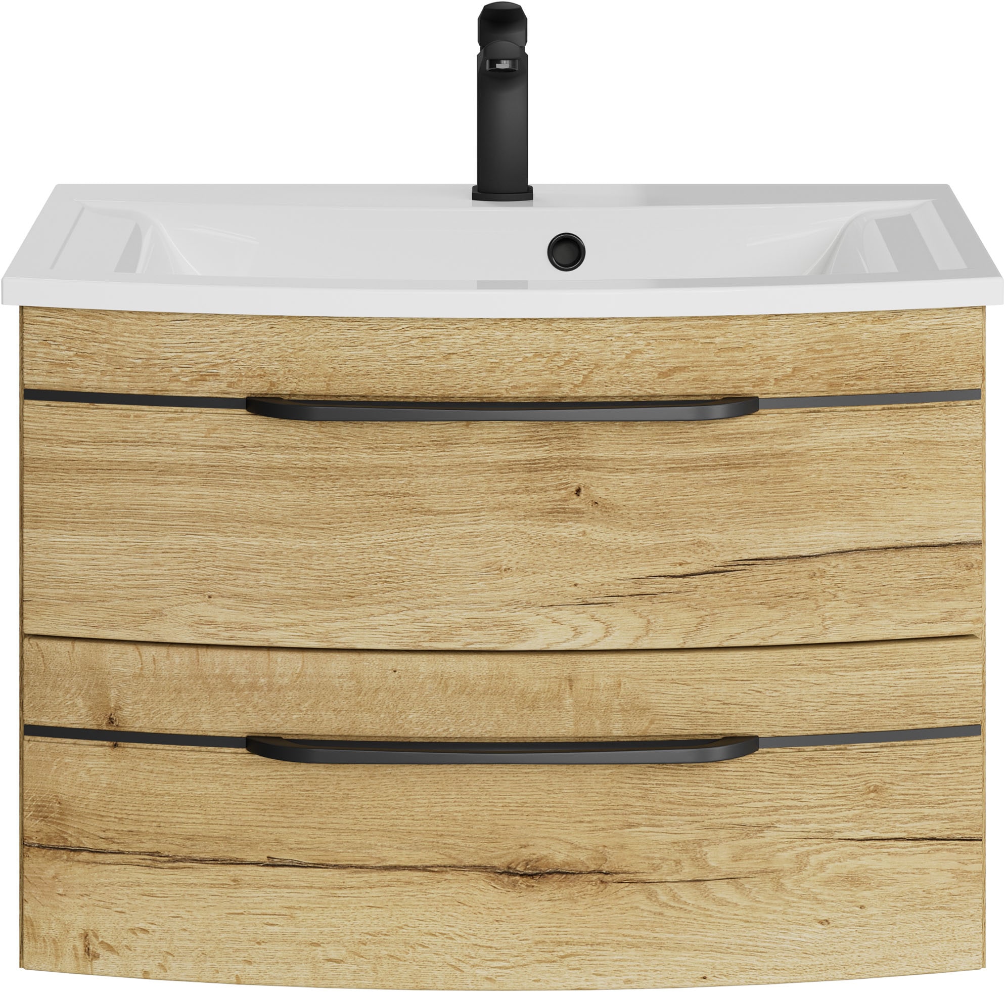 Saphir Waschtisch »Serie 7045 Mineralmarmor-Waschtisch und Unterschrank, 71,5 cm breit«, Waschplatz mit 2 Schubladen, Badmöbel Set mit Waschtisch