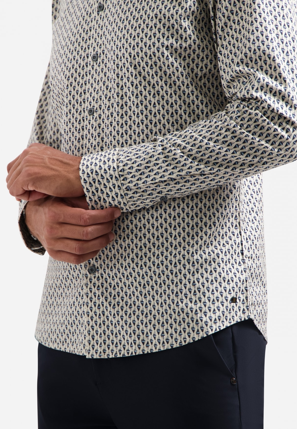 NO EXCESS Langarmhemd »No Excess Stretchhemd mit Print Shirt Stretch Allover Printed«