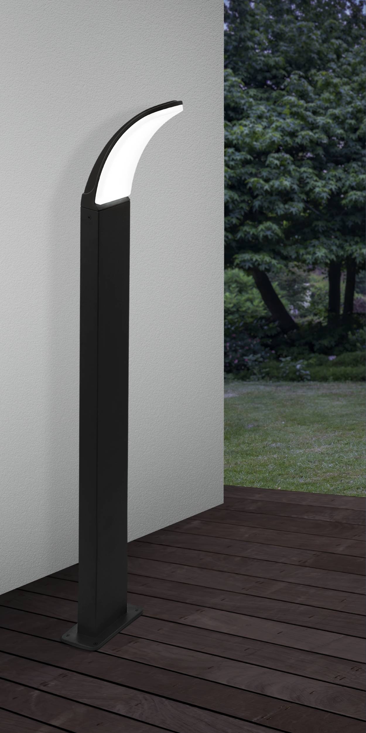 EGLO Stehlampe »Fiumicino Außen-Stehlampe, Außenlampe, Alu und Kunststoff, IP44, Lampe« LED-Modul 1 Stk. Warmweiß Stehleuchte - H90 cm - schwarz - 11,5W inkl.