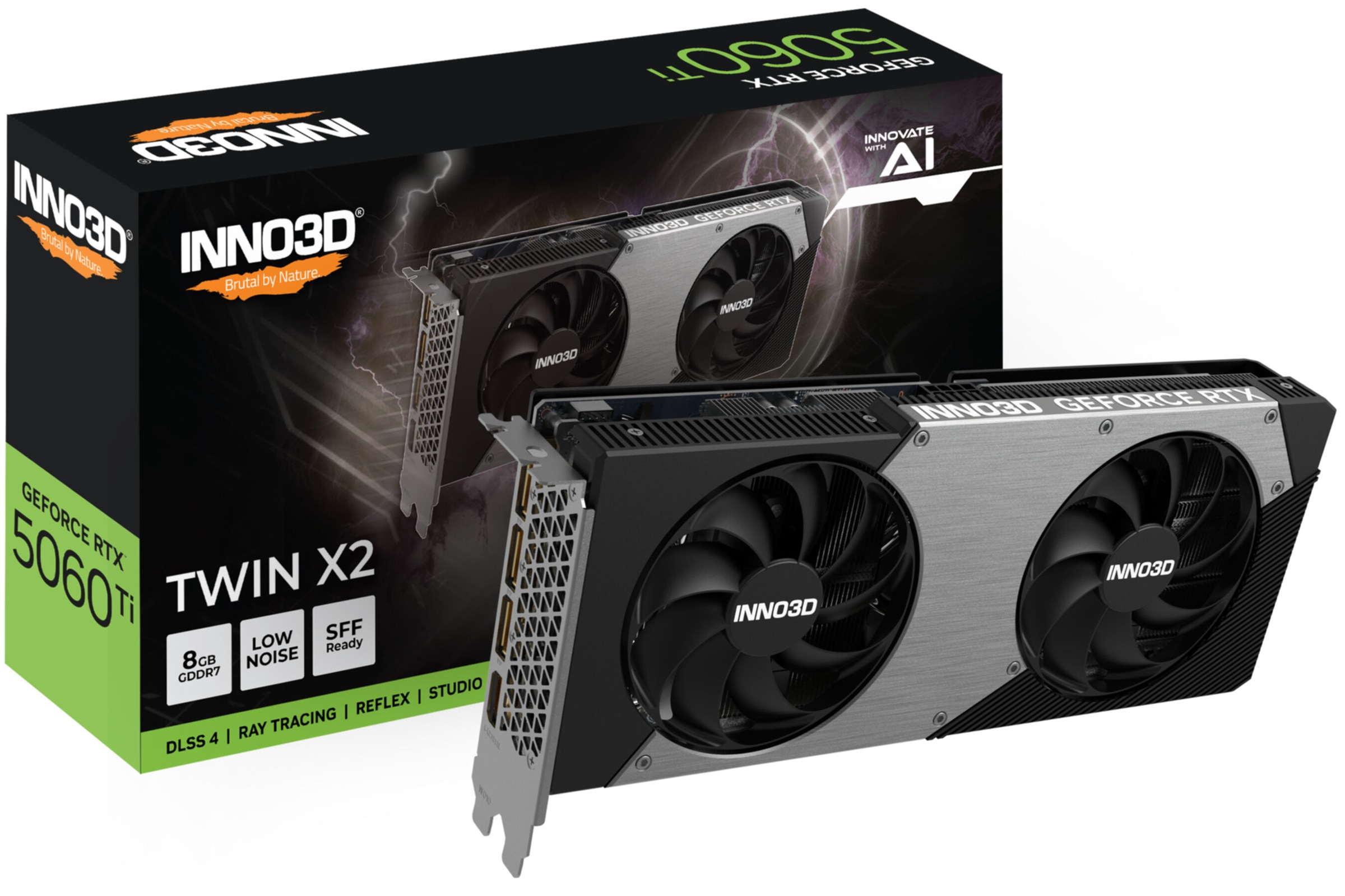 INNO3D Grafikkarte "GeForce RTX 5060 Ti TWIN X2", grau (ohne farbbezeichnung), Grafikkarten - Einheitsgröße