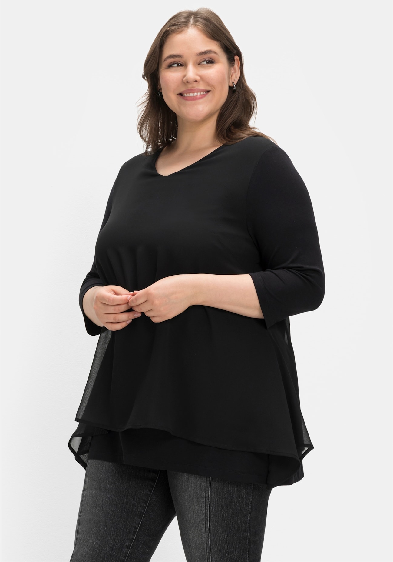 Sheego 3/4-Arm-Shirt "3/4-Arm-Shirt", (1 tlg.) günstig online kaufen
