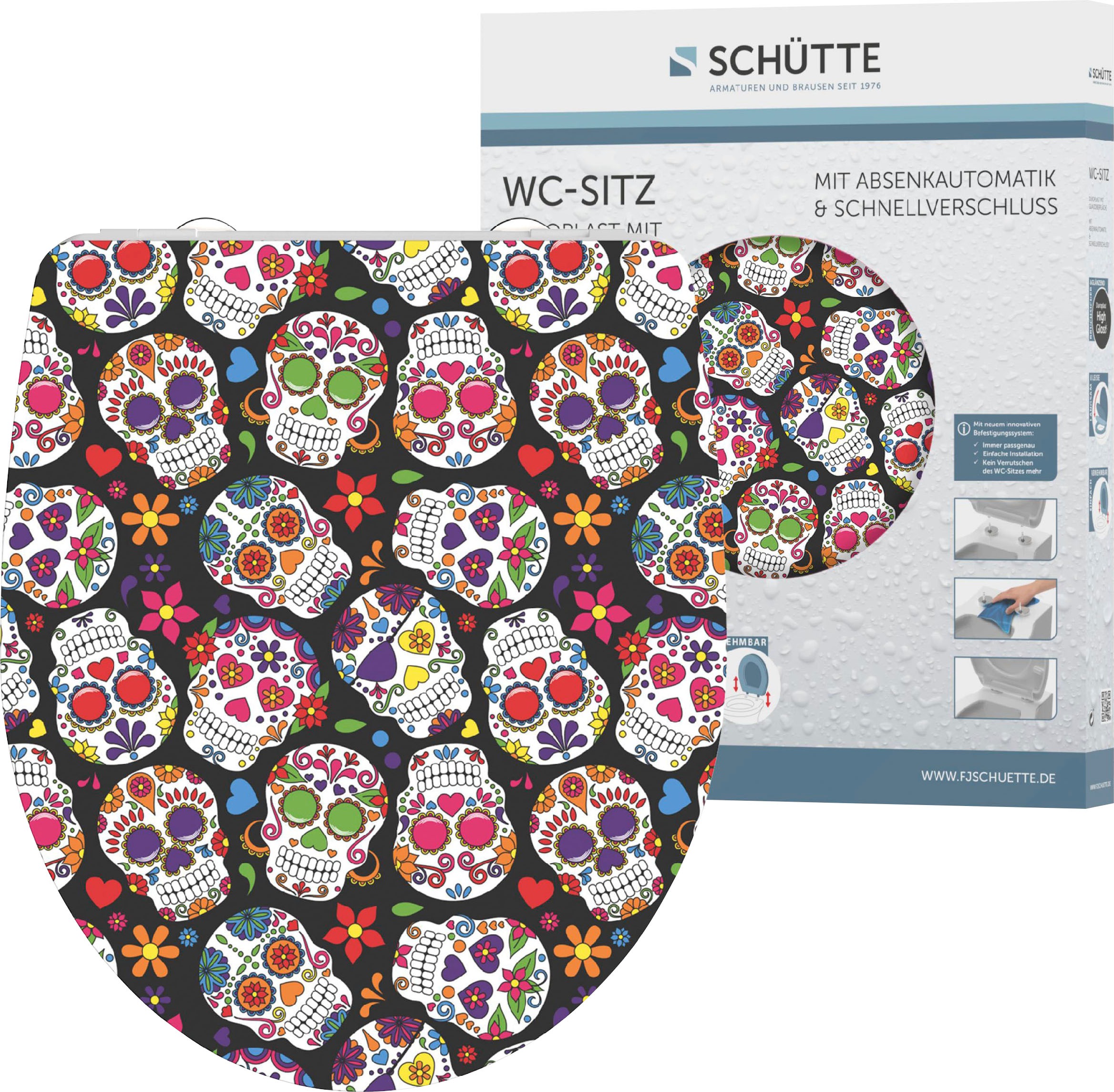 Schütte WC-Sitz »Crazy Skull«, Duroplast,mit Absenkautomatik und Schnellverschluss, High Gloss