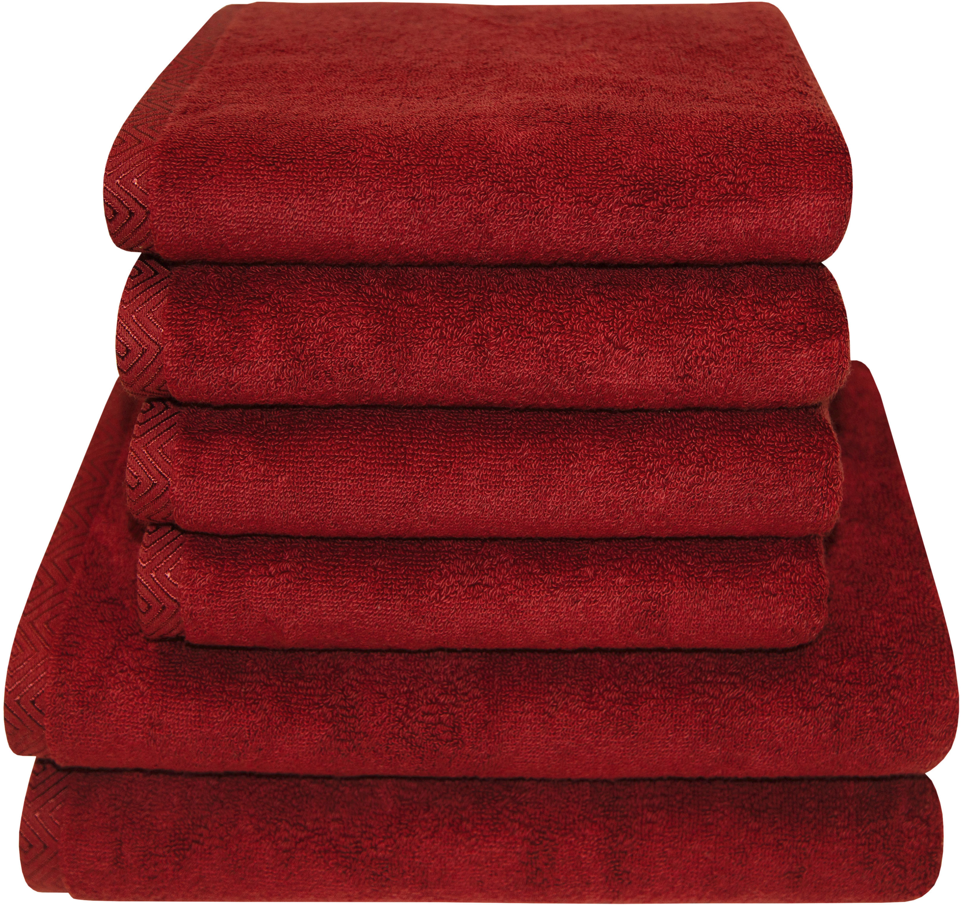 Handtuch Set DYCKHOFF, rot, Walkfrottier, Obermaterial: 100% Baumwolle, Handtuch-Sets, "City Lights", 4 Handtücher (50x100cm), 2 Duschtücher