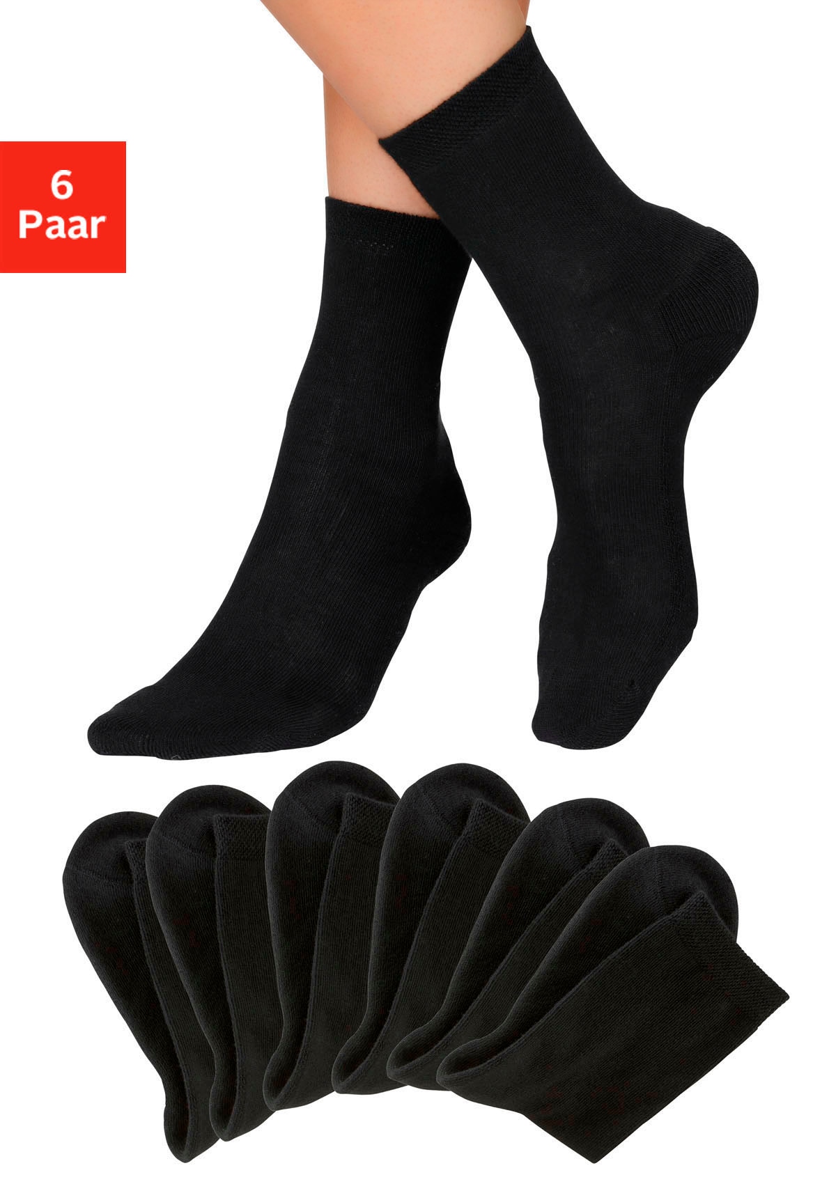 H.I.S Socken "Damen Herrensocken Frottee meliert oder uni" Packung, 6 Paar tlg. mit bequemem Frottee