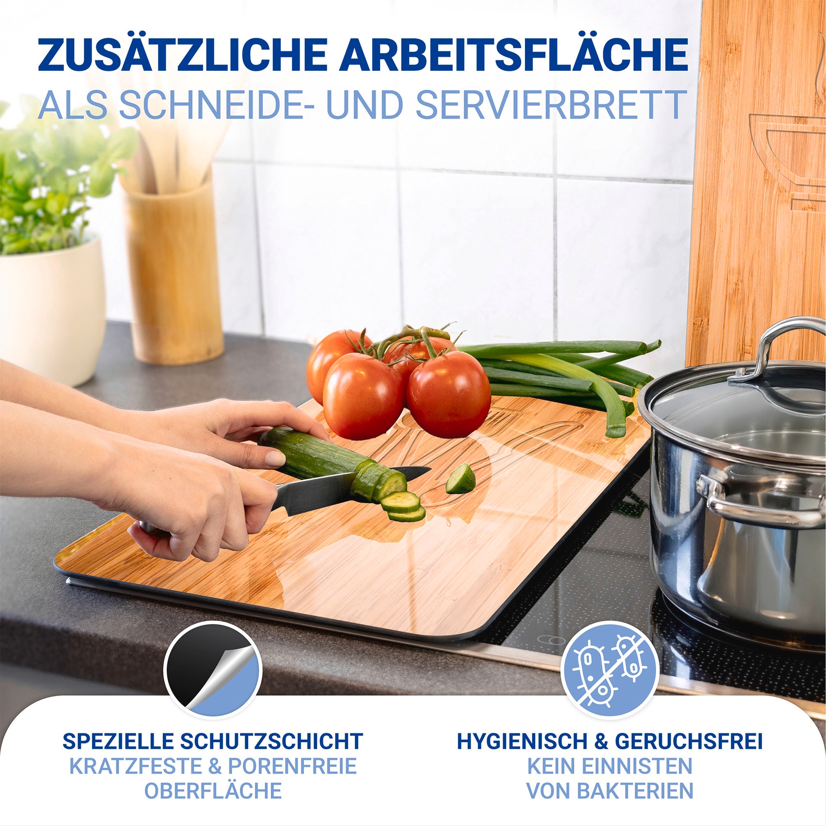 WENKO Herd-Abdeckplatte »Universal Modell Lunch«, (Set, 2 tlg.), Herdabdeckung für alle Herdarten, kratzfest, mit rutschfesten Füßen