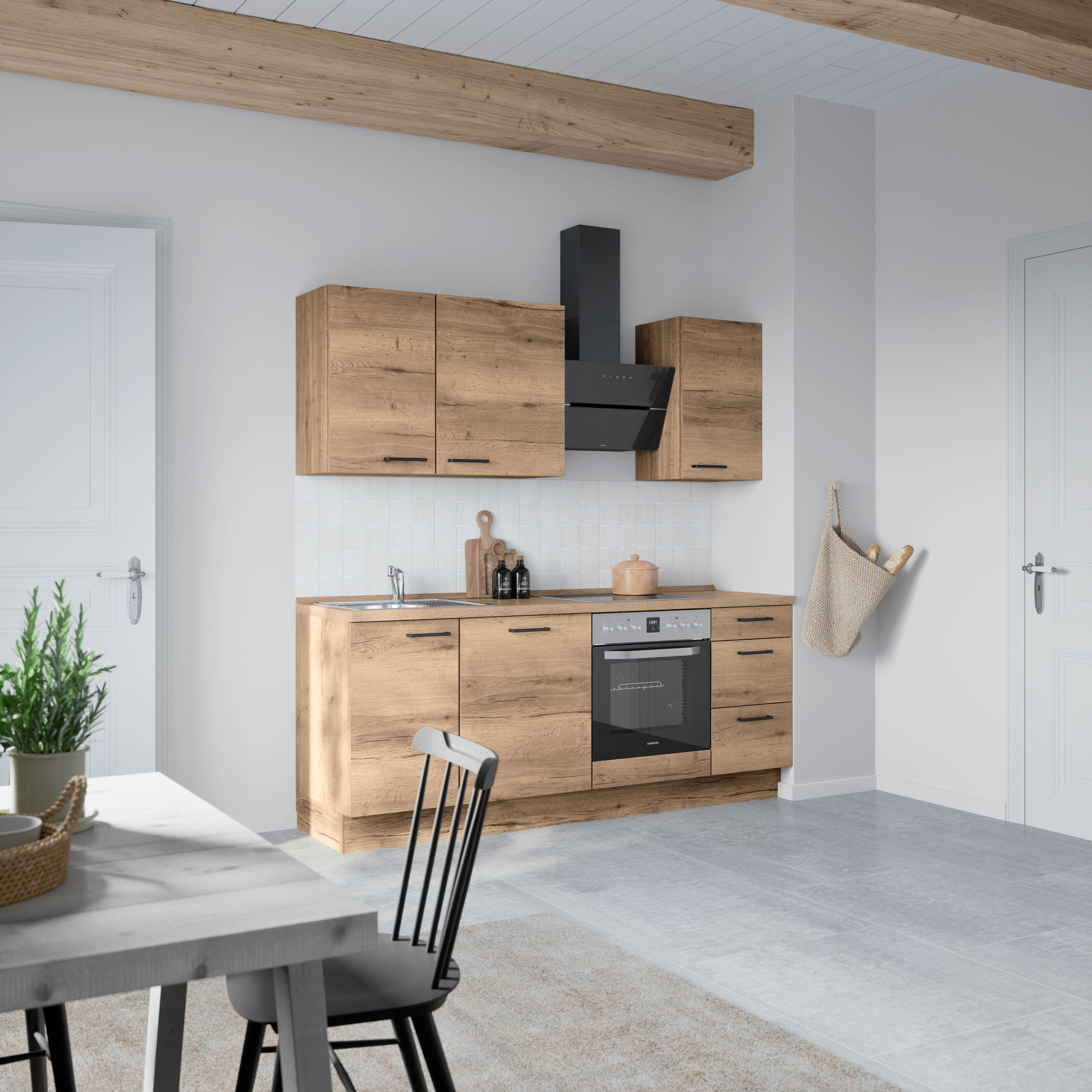 nobilia® Küchenzeile »"Structura II"«, vormontiert, Ausrichtung wählbar, Breite 210 cm, wahlw. mit E-Geräten