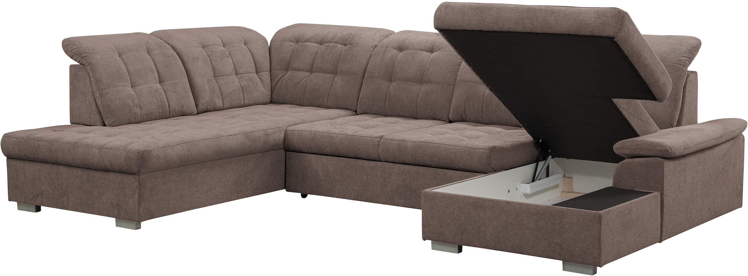 WERK2 Wohnlandschaft »Kordula-New U-Form«, Sofa in U-Form mit Schlaffunktion & Bettkasten, Schlafcouch