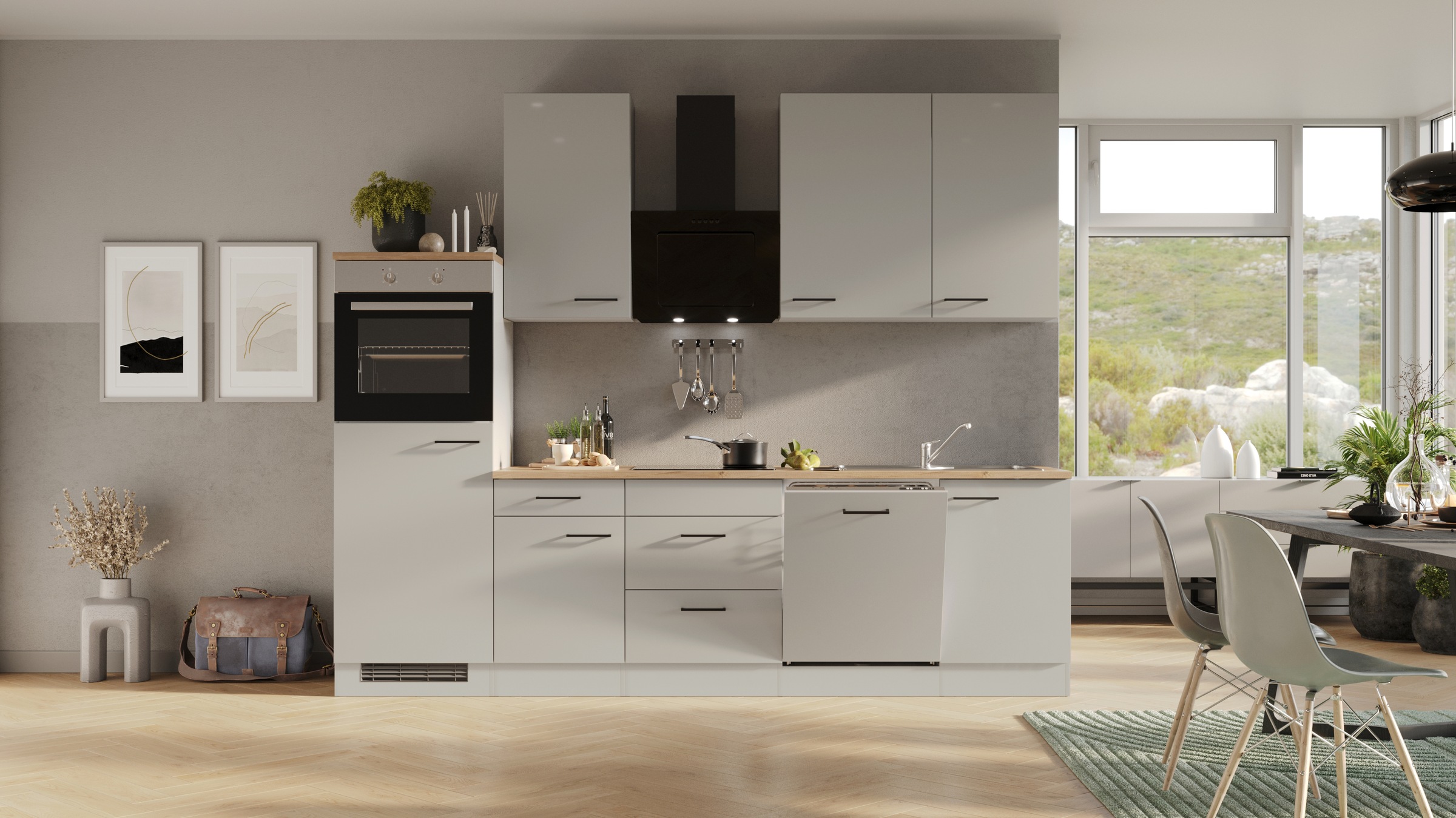 Flex-Well Küchenzeile "Lund" wahlweise mit E-Geräten, Breite 280 cm, glänze günstig online kaufen