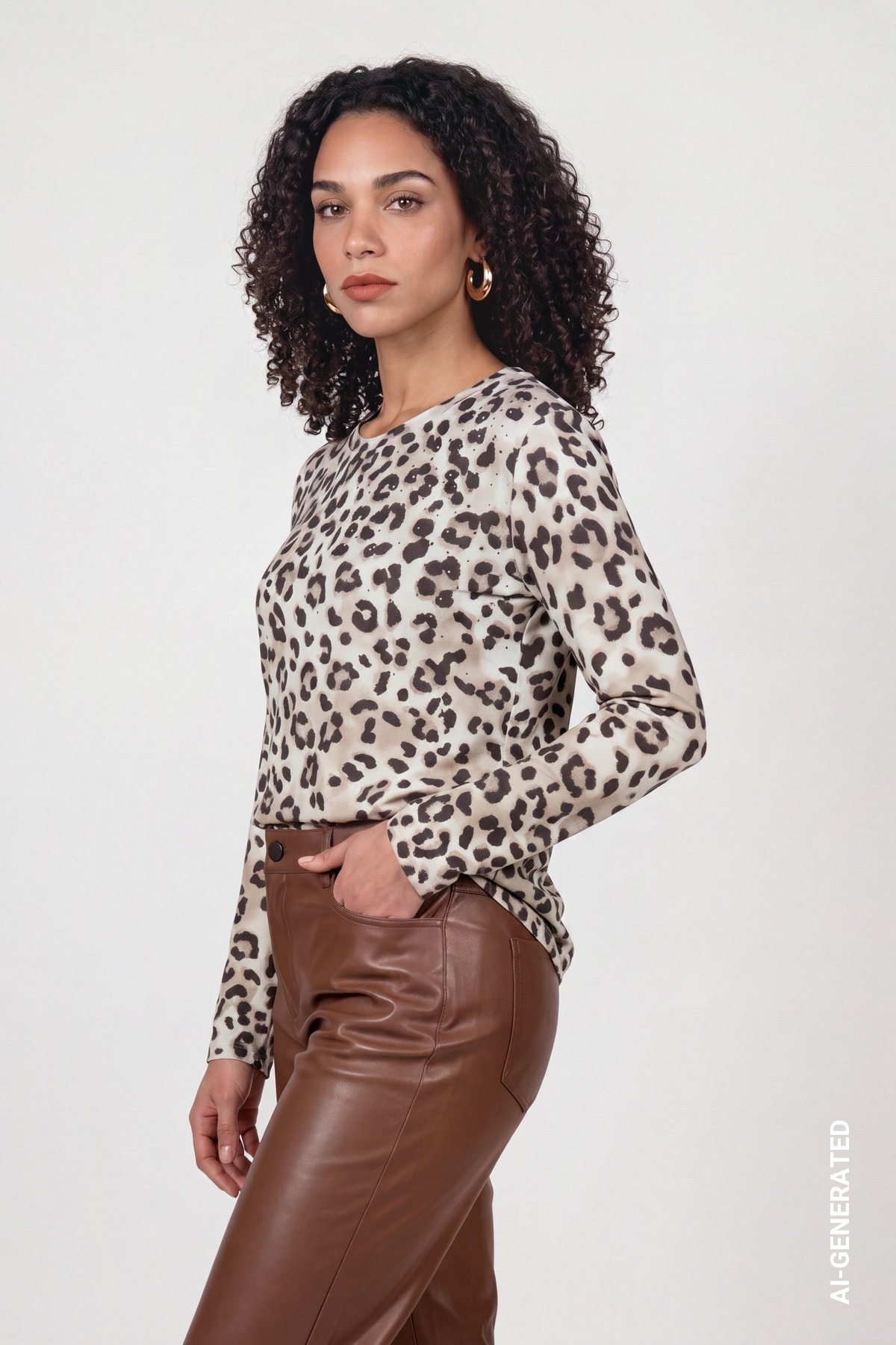 Monari Langarmshirt Regular fit mit Leomuster