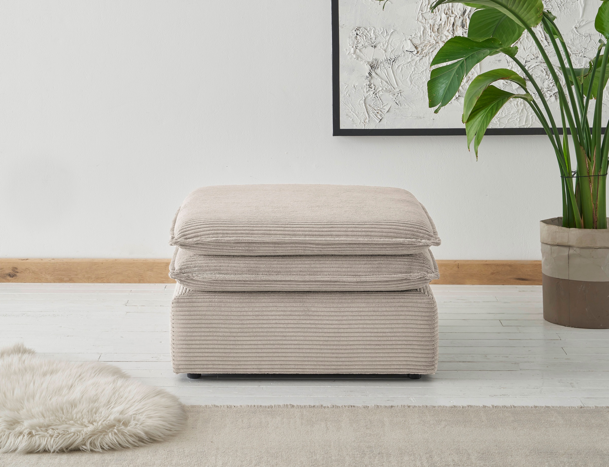 Home affaire Hocker "PIAGGE" Hochwertiger Cord, passend zum Sessel günstig online kaufen