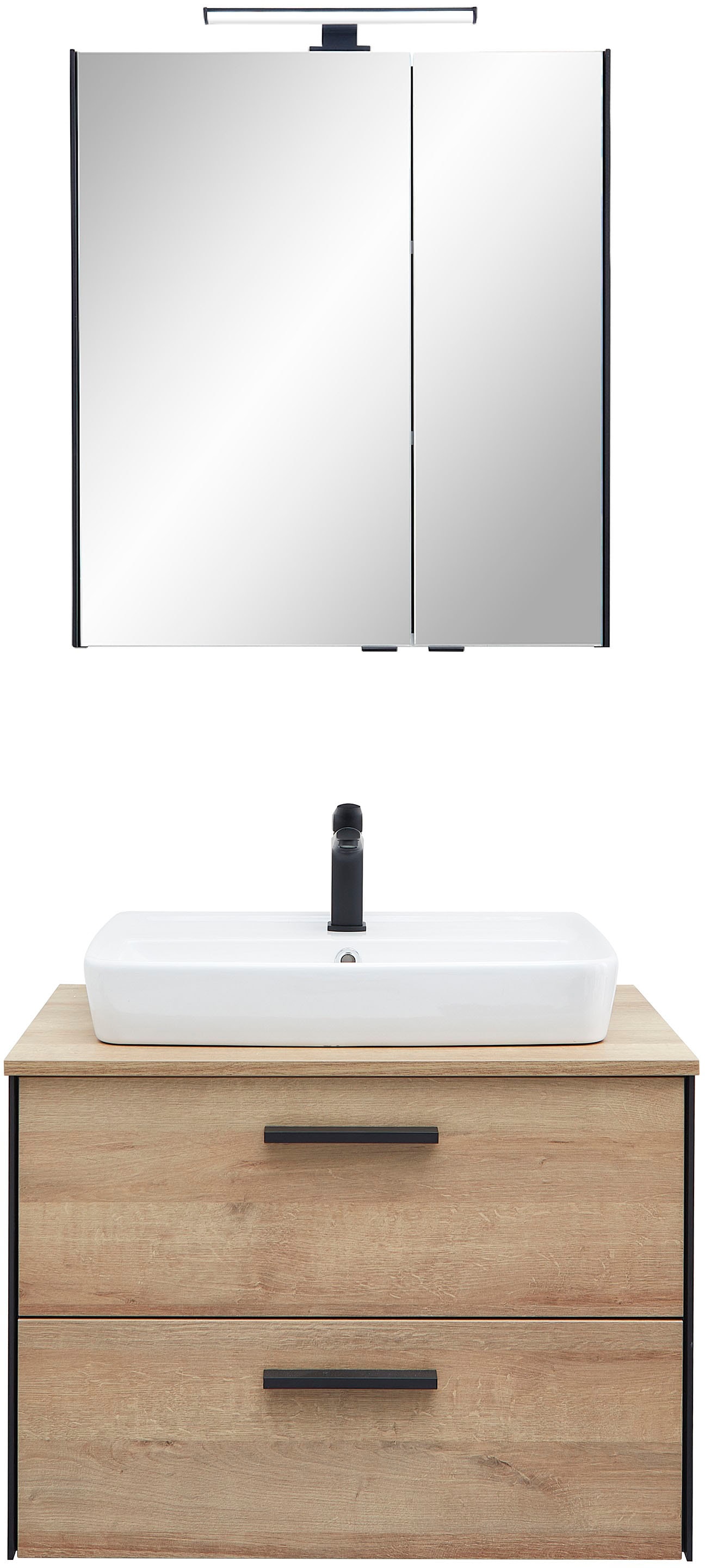 Saphir Badmöbel-Set "Quickset 395 2-teilig, Keramik-Aufsatzbecken mit LED-S günstig online kaufen