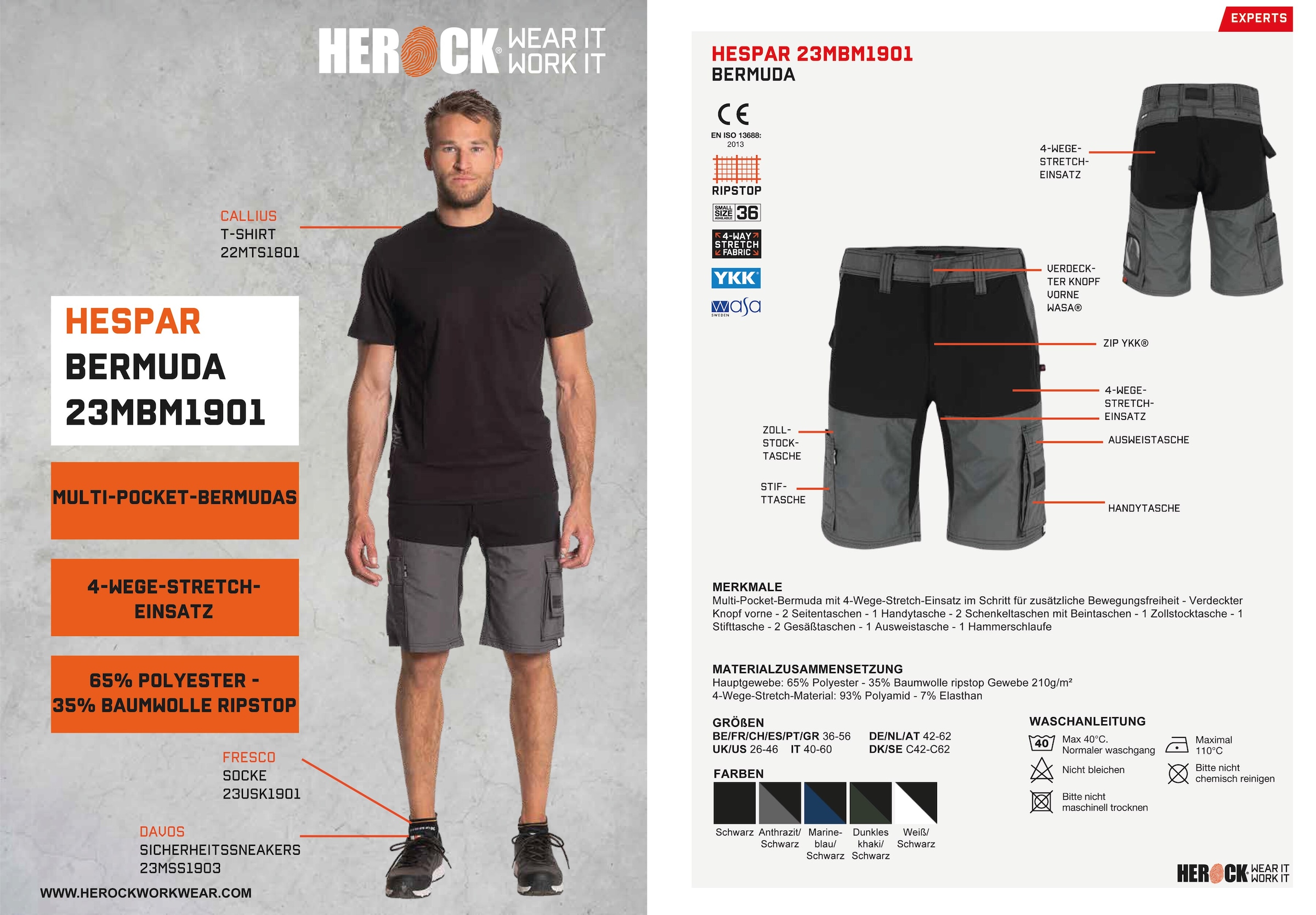 Herock Arbeitshose »HESPAR | Multi- Komfortabel, BERMUDAS«, bestellen (1) Pocket mit 4-Wege-Stretch, BAUR Hammerschlaufe