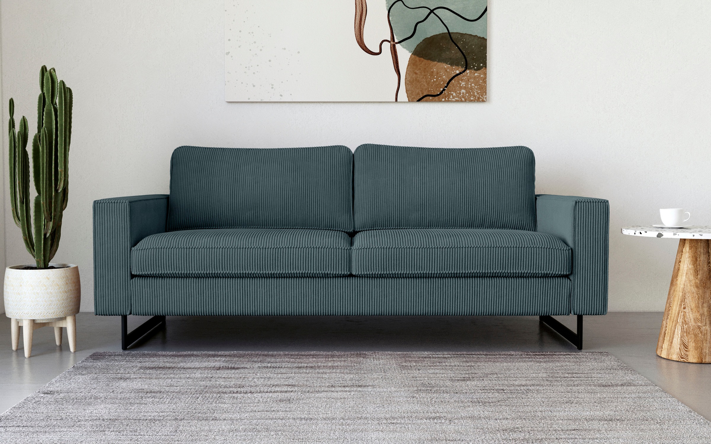 Home affaire 2-Sitzer "Pinto, 166 cm, Cord, Chenille, Lederoptik" mit Keder günstig online kaufen