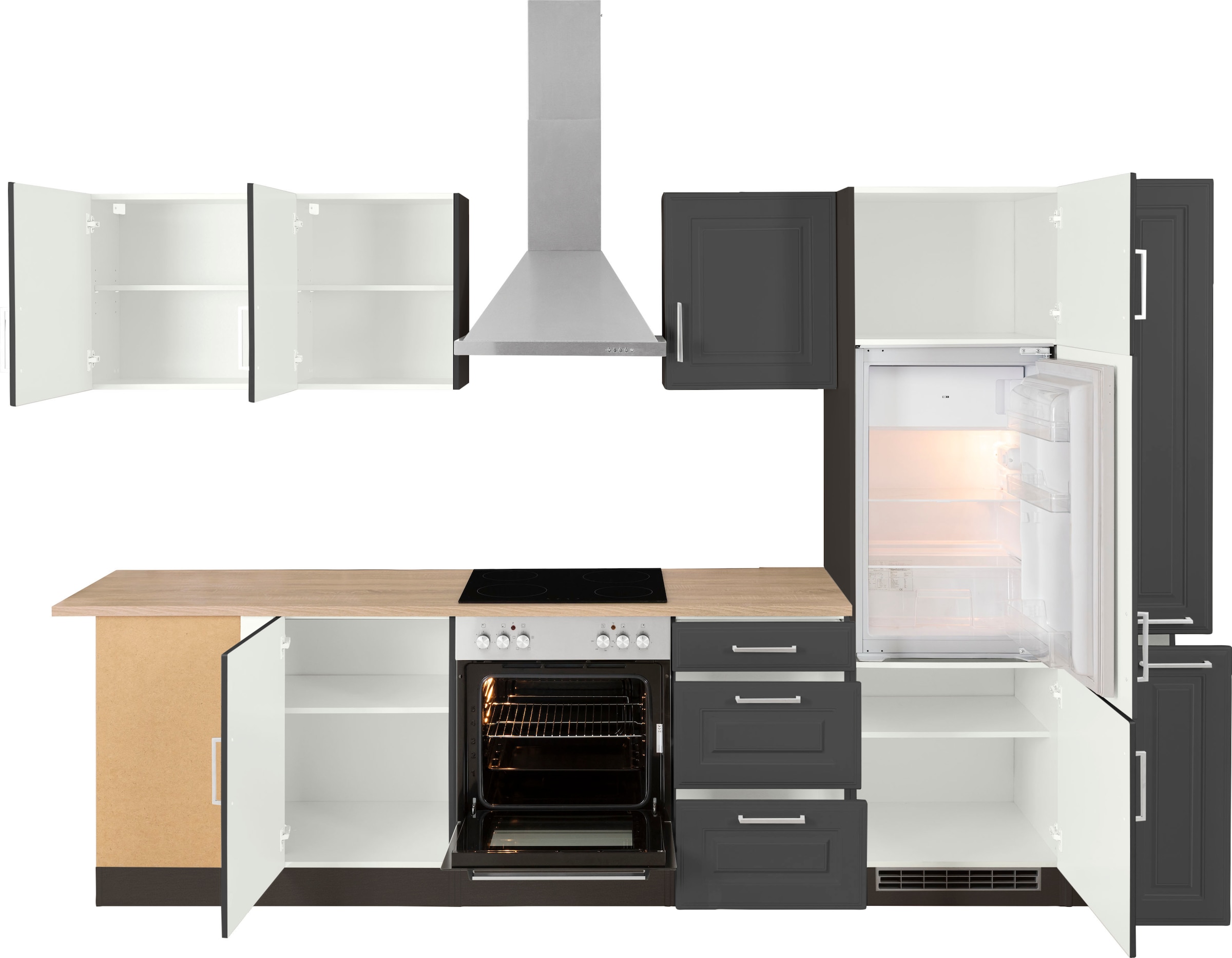 HELD MÖBEL Winkelküche »Stockholm«, Stellbreite 220/310 cm, mit hochwertigen MDF Fronten im Landhaus-Stil