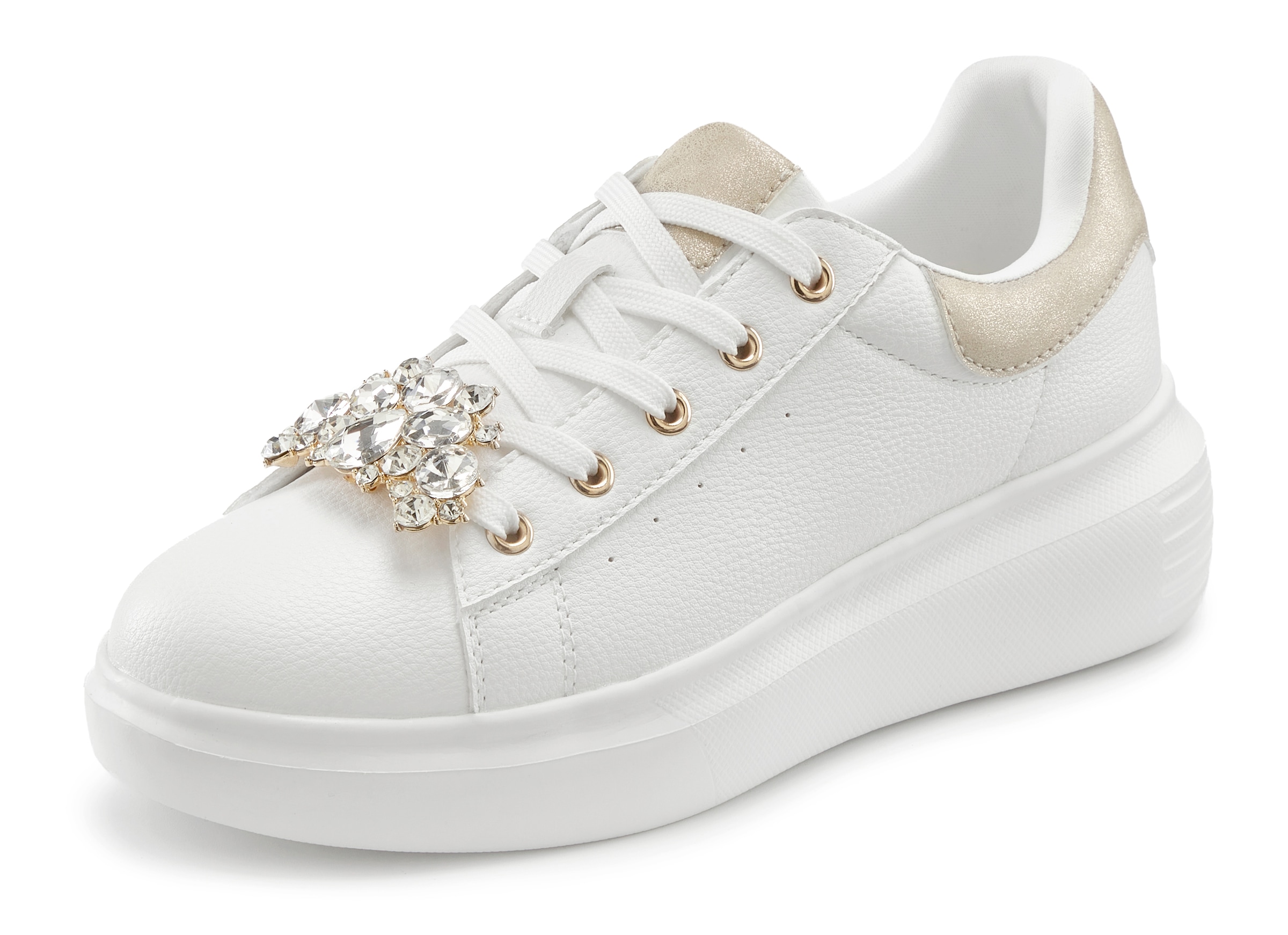 LASCANA Sneaker "Freizeitschuh, Schnürhalbschuh, Halbschuh,", mit Metallicd günstig online kaufen