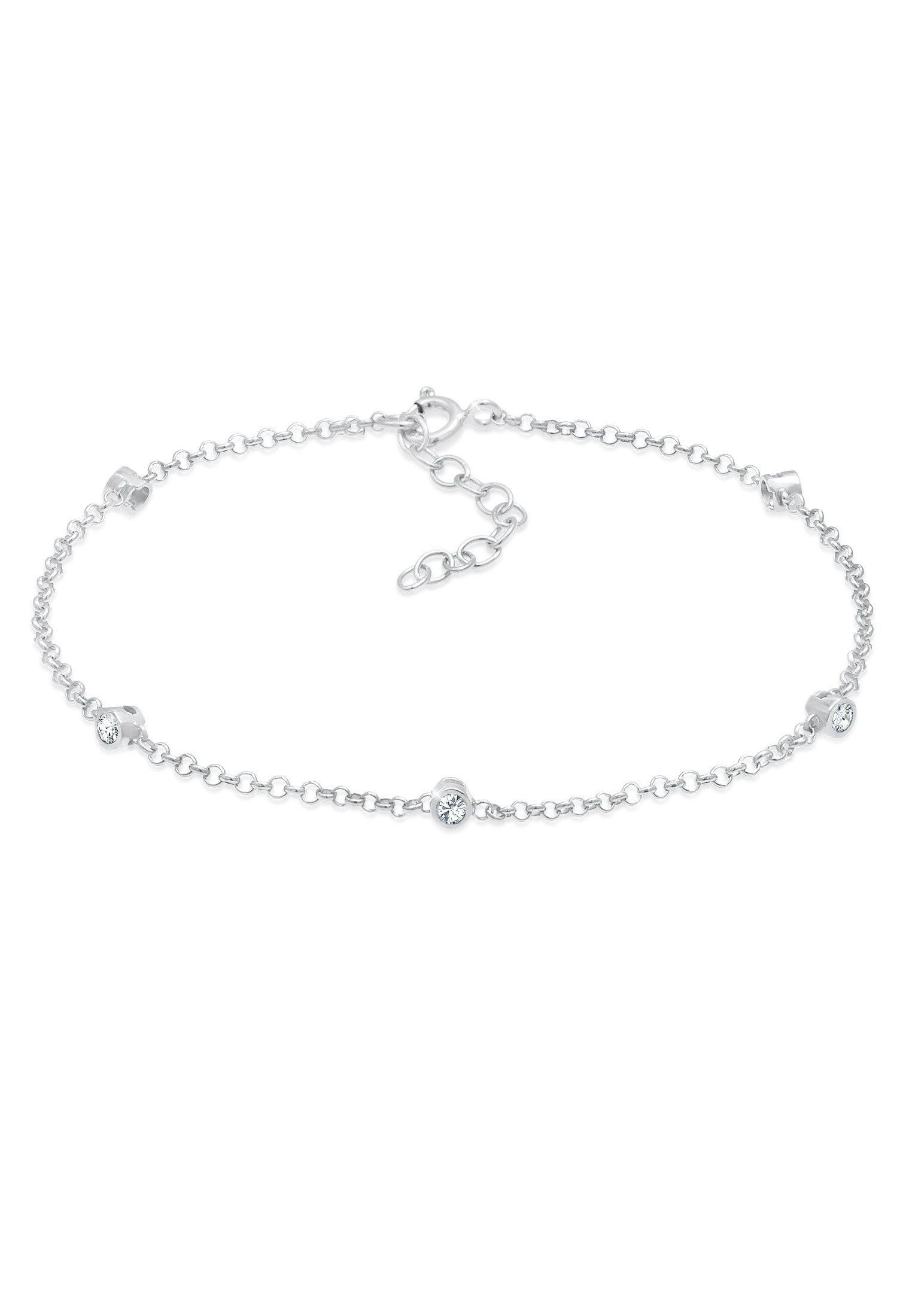 "Armkette ELLI ""Armband Klassik 925 Silber, mit Kristallen von Swarovski"" Gr. 160, silber, Armbänder, Damen, Silber 925 (Sterlingsilber), Armkette"