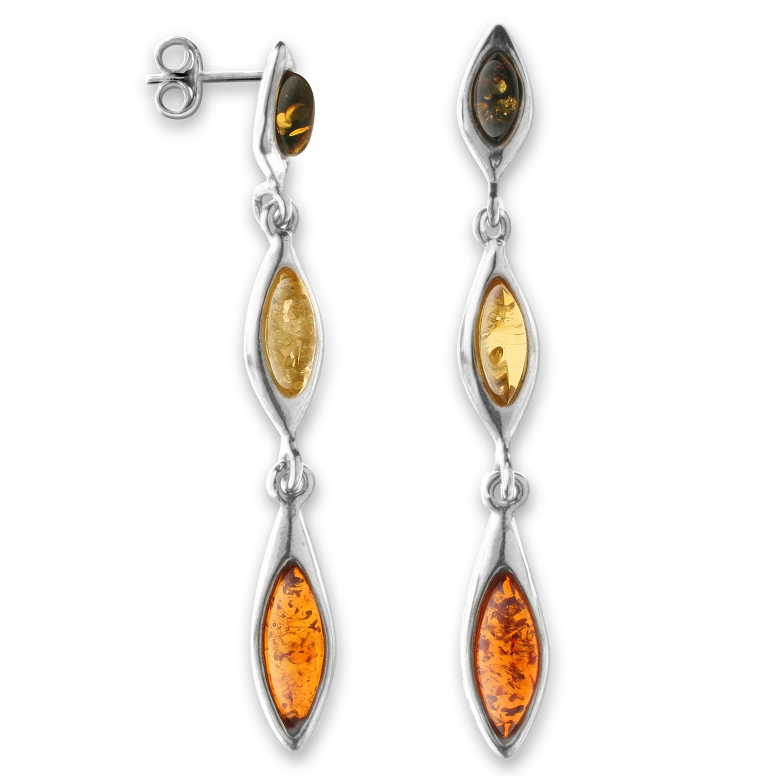 OSTSEE-SCHMUCK Damen Paar Ohrhänger "Ostsee-Schmuck Ohrhänger Jara Ohrhänger Jara", 46 x 7mm, Silber 925 (Sterlingsilber), weiß, Silber 925