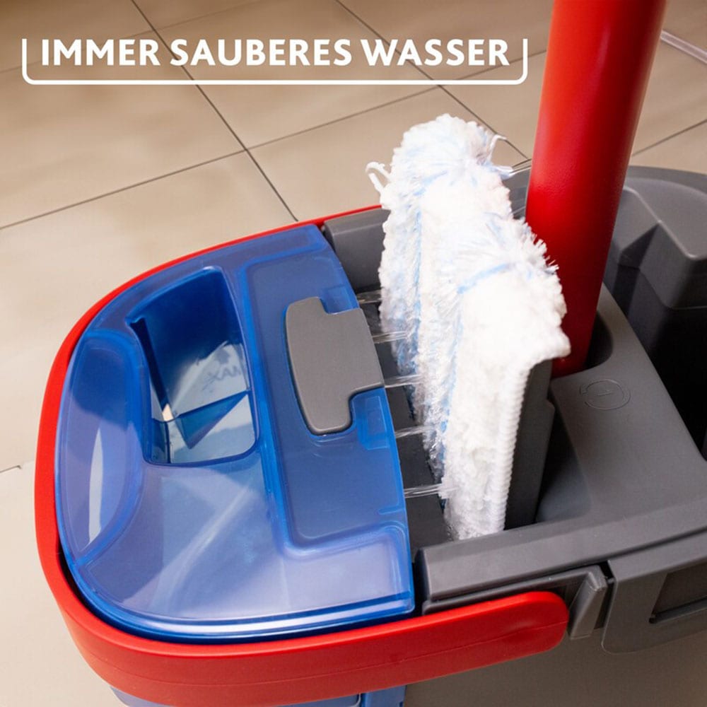 Vileda Bodenwischer-Set »Vileda H2PrO Flat Mop System«, (Set, 3 St.), 100%-ige Trennung von sauberem und schmutzigem Wasser
