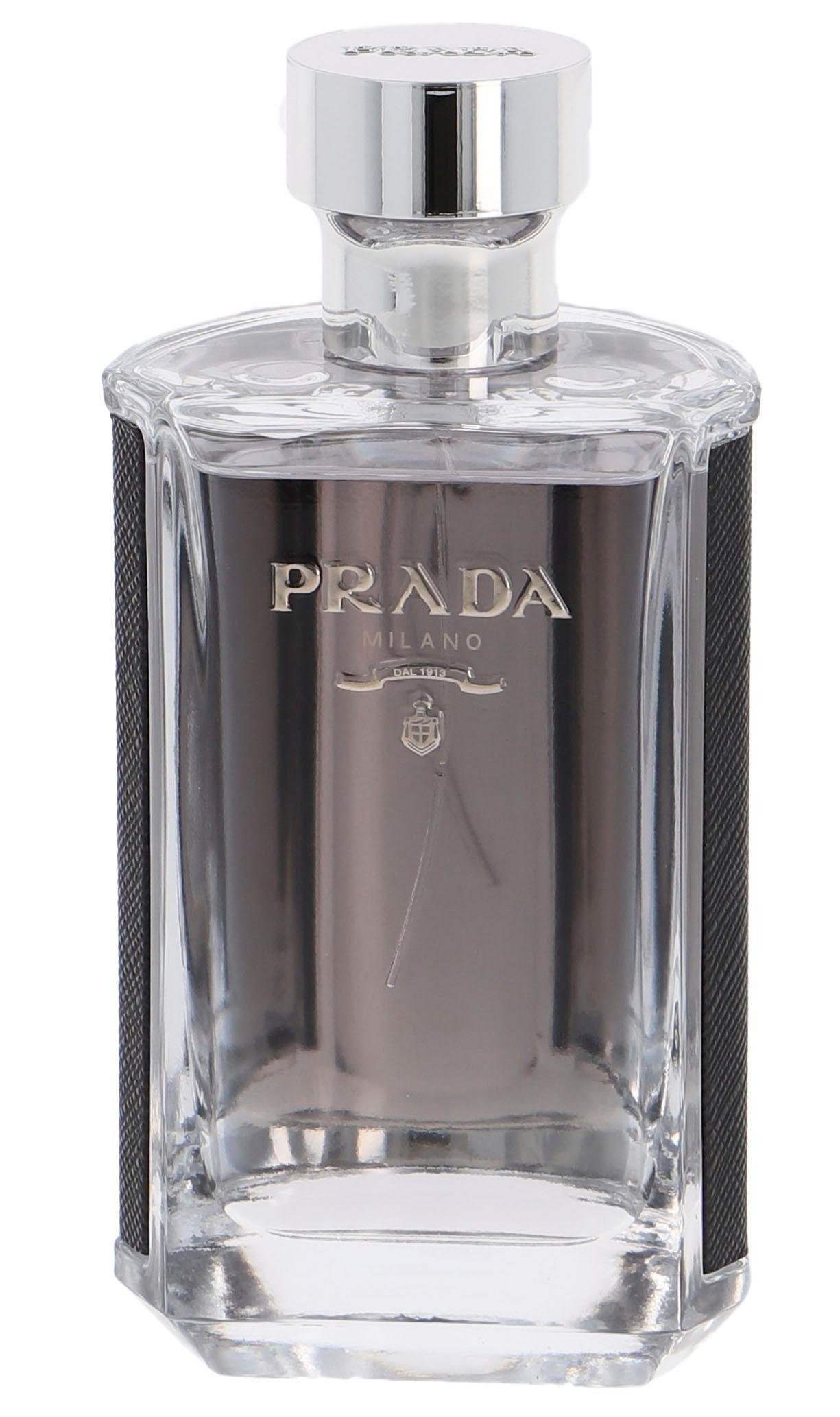 PRADA Herren Eau de Toilette "L'Homme", 100ml, grau, Parfüms, Holziger Duft mit Amber, Iris, Neroli, Geranie und Patschuli.