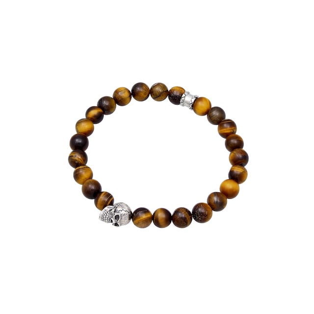 Kuzzoi Armband »Tigerauge Totenkopf Bead Steinarmband 925 Silber« online  kaufen | BAUR