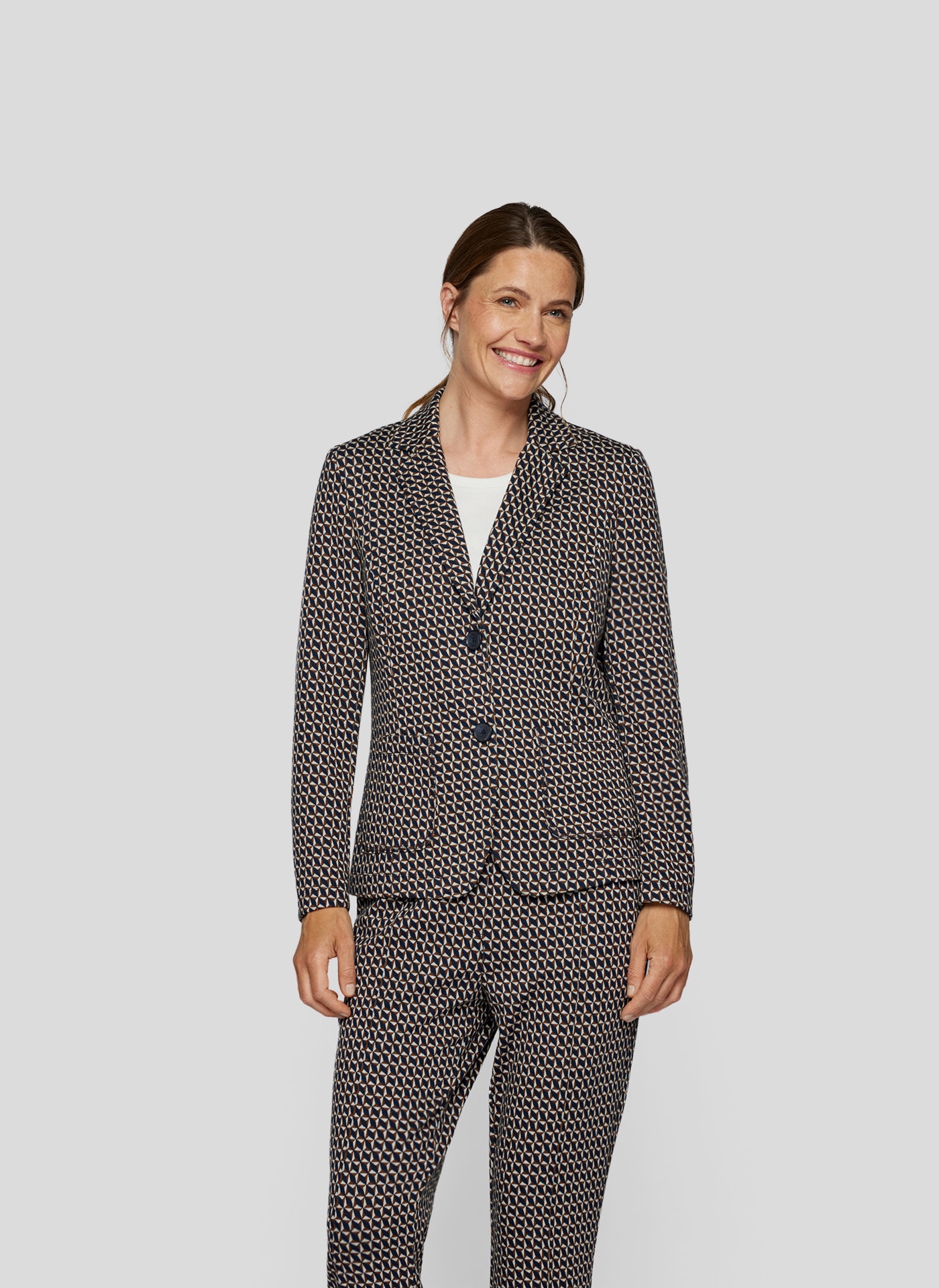 Jackenblazer »Rabe Eleganter Blazer mit geometrischem Allover-Print«