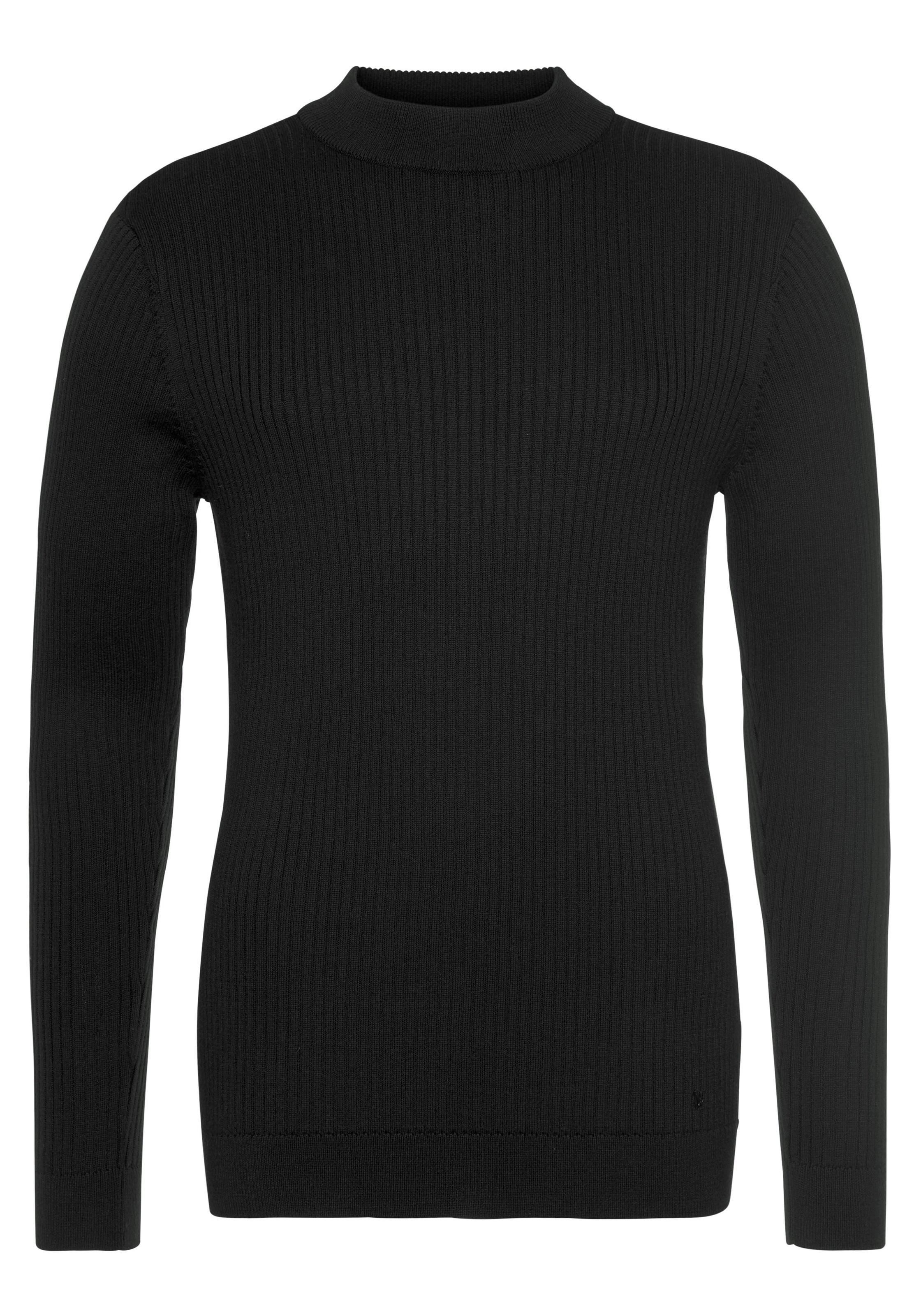 Bruno Banani Stehkragenpullover, in Rippstrickoptik