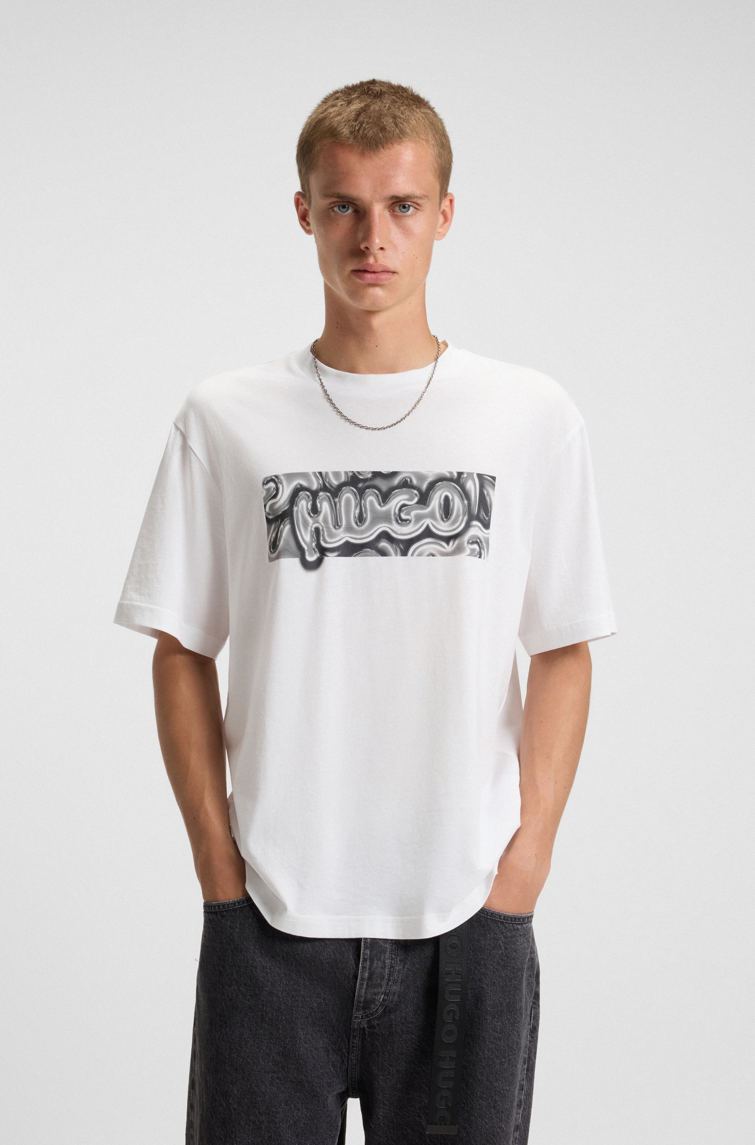 HUGO T-Shirt "Nedirix" Rundhalsausschnitt, regular fit, Logoprint