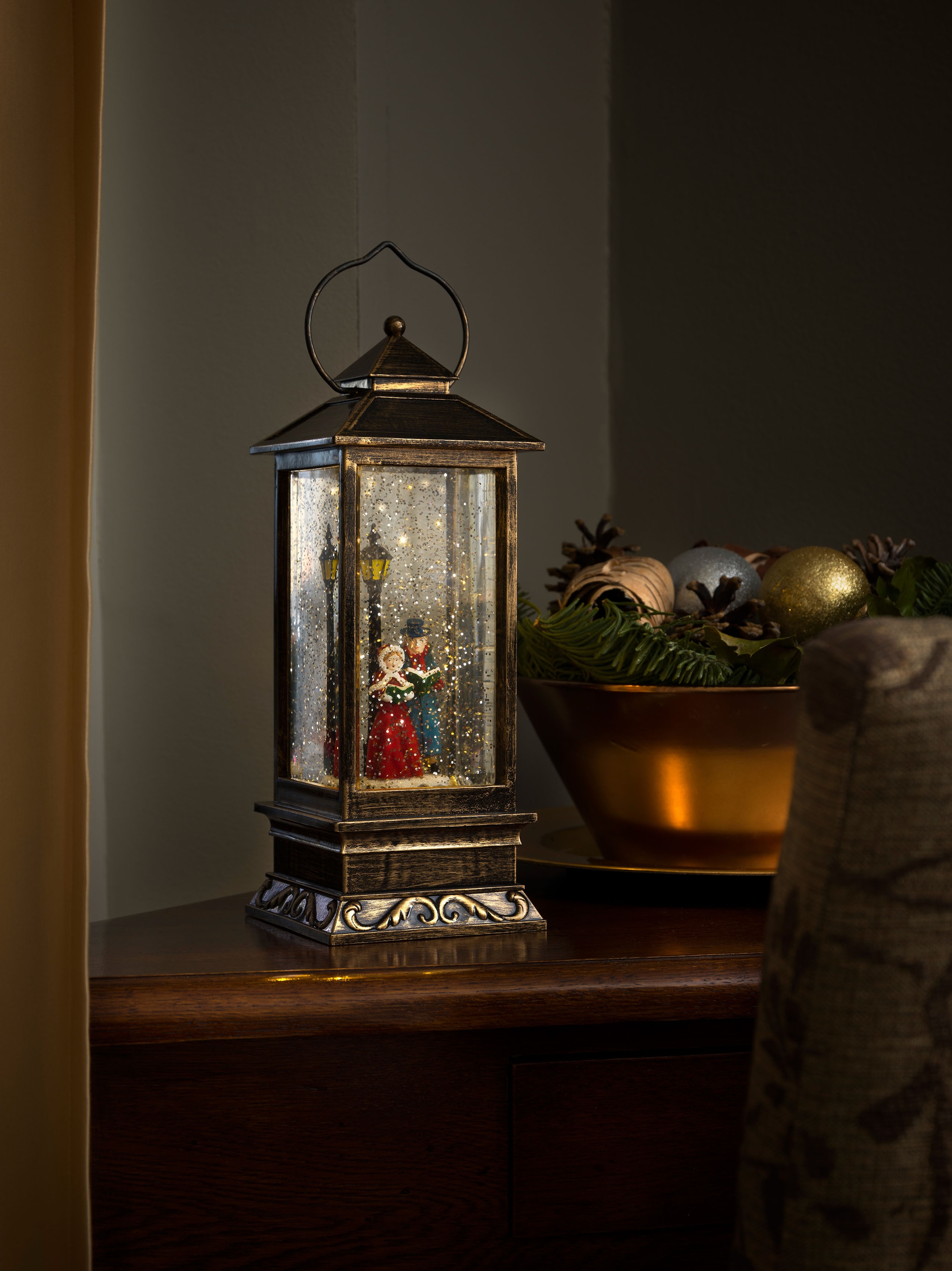 KONSTSMIDE LED Dekolicht »Weihnachtsdeko«, 1 flammig, LED Schneelaterne Charles Dickens Style für Innen, wassergefüllt