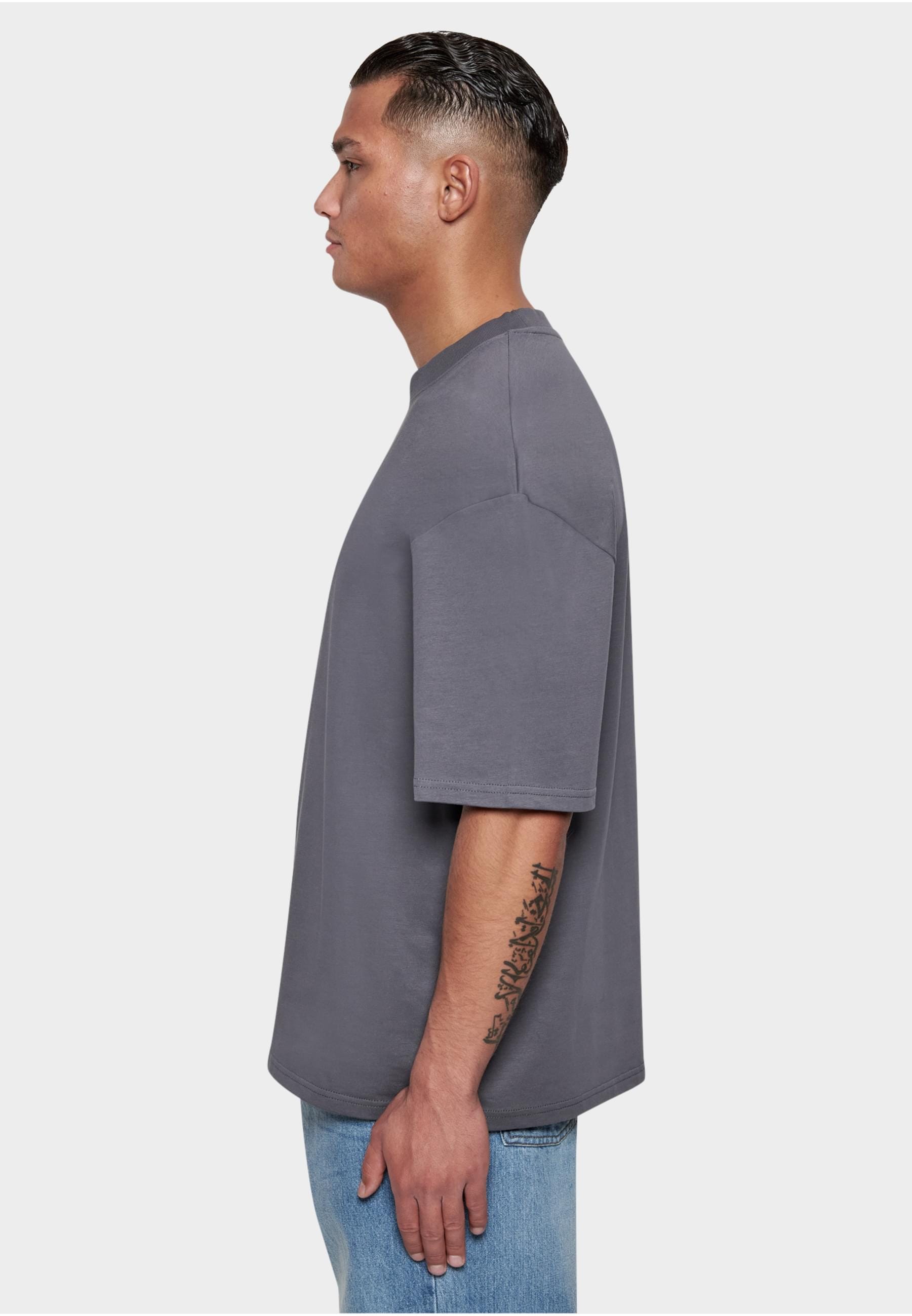 Dropsize T-Shirt »Dropsize Herren Heavy Oversize Front Rubber Patch T-Shirt«, (1 tlg.)