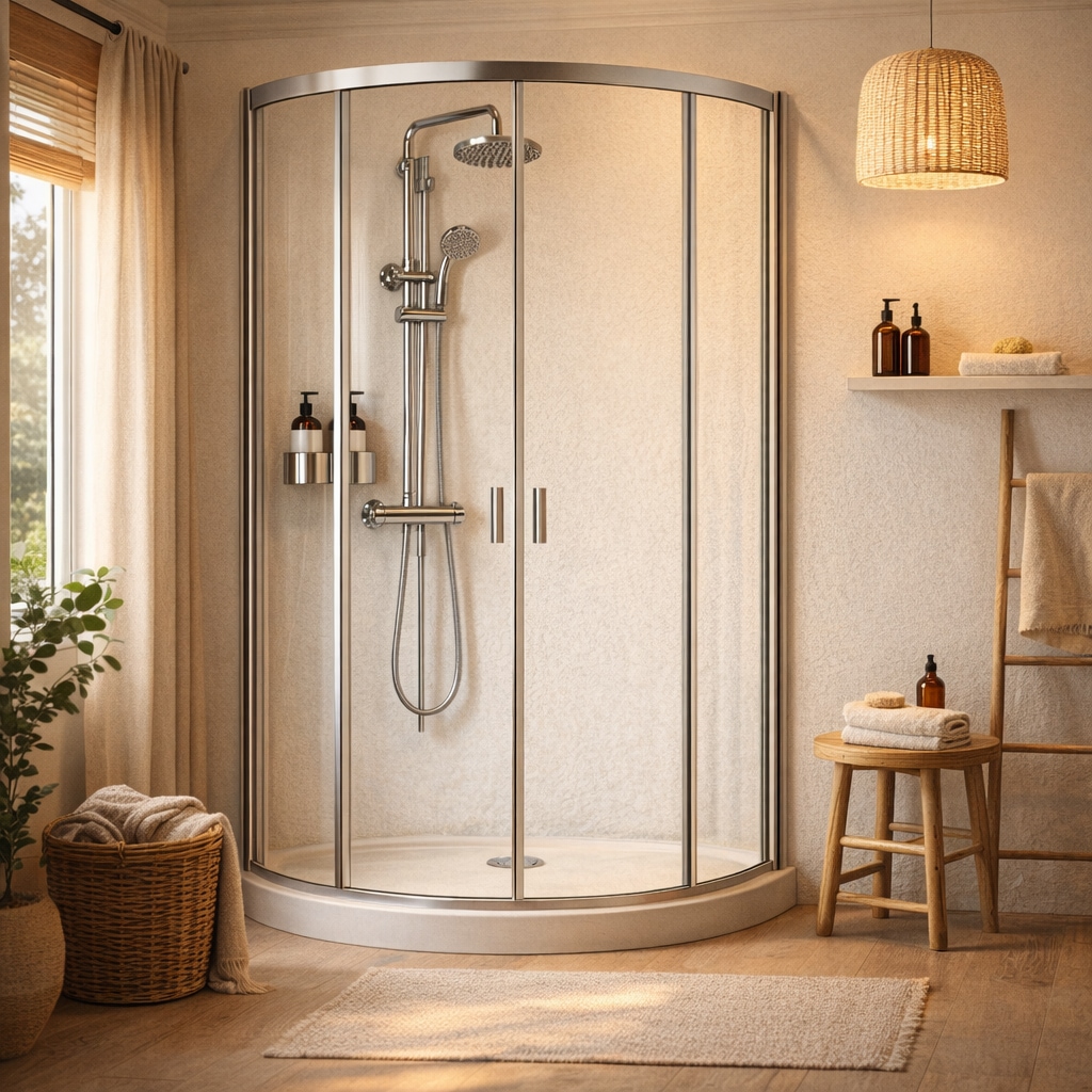 welltime Runddusche »Summer« Hohe 190 cm, 6mm ESG, Easy Clean, verbessertes Rollensystem