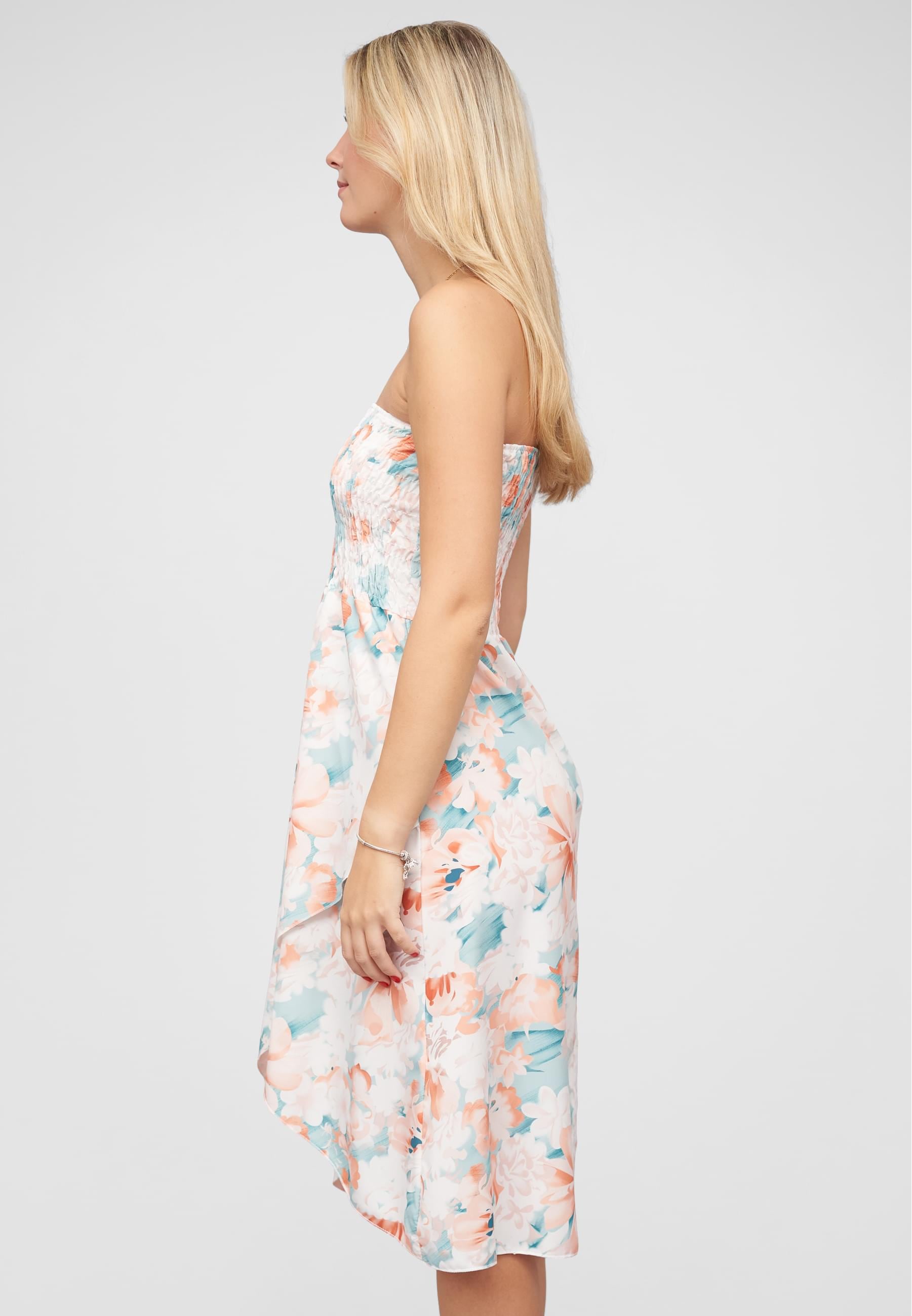 CLOUD 5IVE Shirtkleid »CLOUD 5IVE Bandeau Kleid in Wrap Look und AOP Blumen Print«, (1 tlg.)