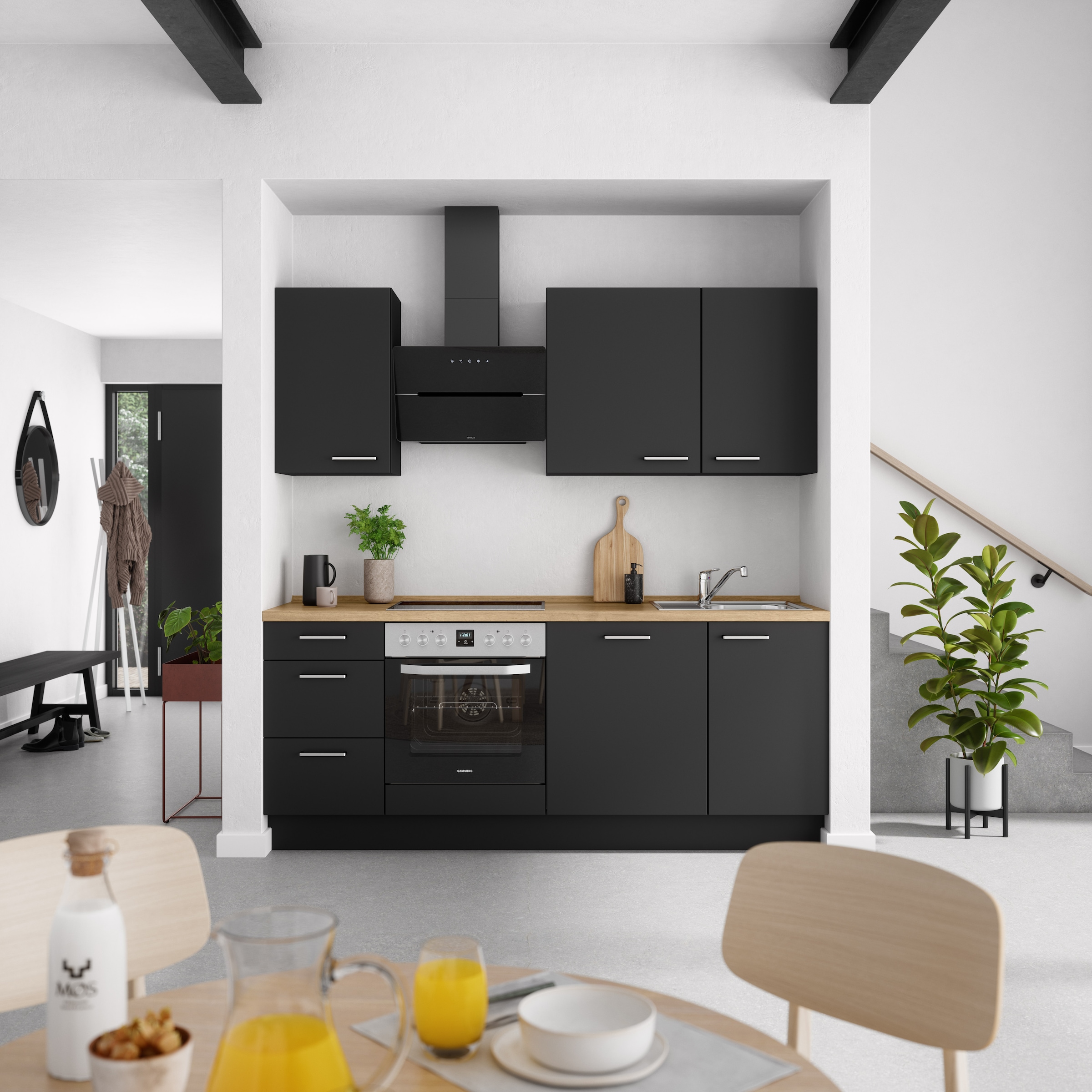 nobilia® Küchenzeile »"Touch II"«, vormontiert, Ausrichtung wählbar, Breite 210 cm, wahlw. mit E-Geräten