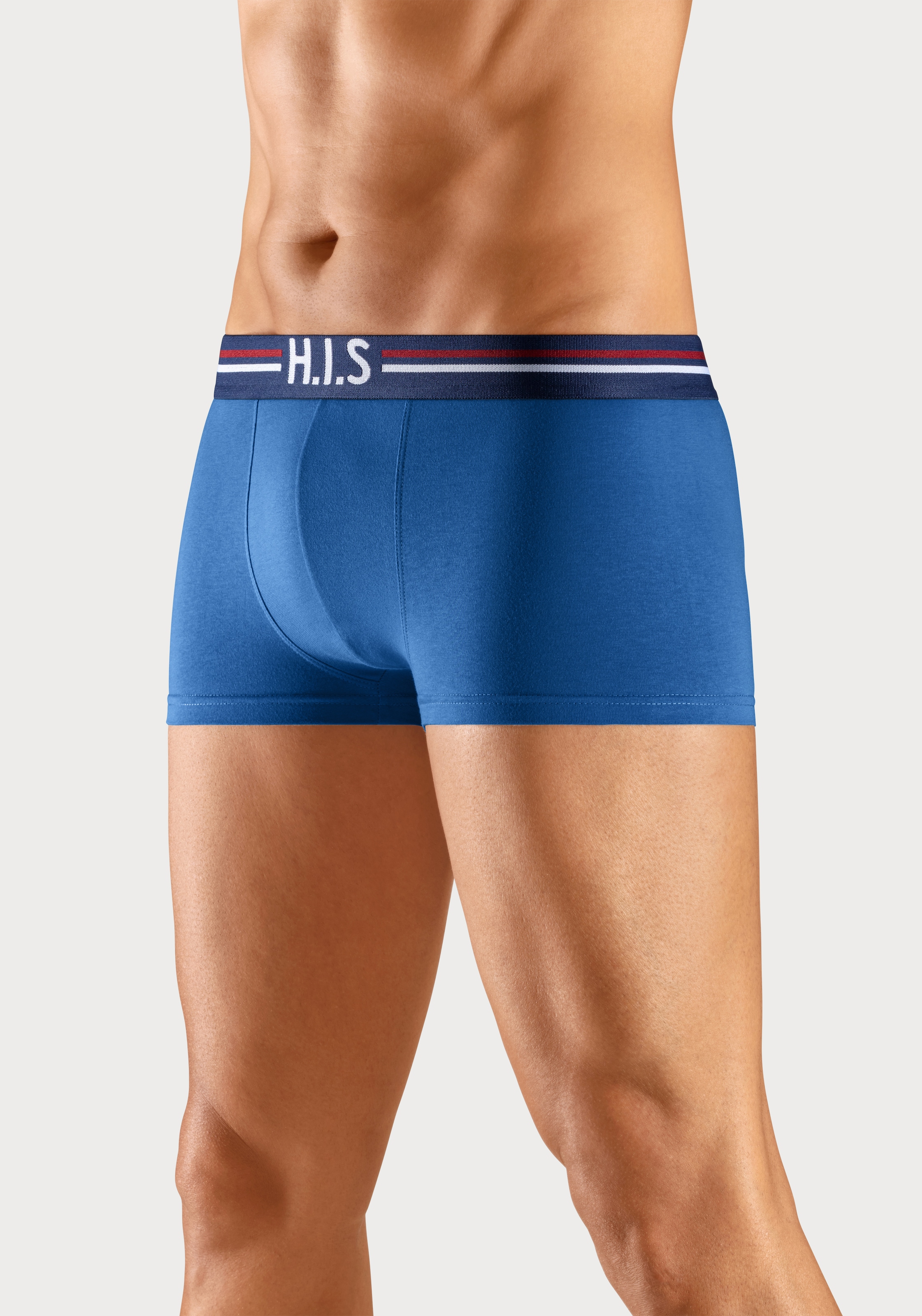 H.I.S Boxershorts, (Packung, 5 St.), in Hipster-Form mit Streifen und Markenlogo im Bund