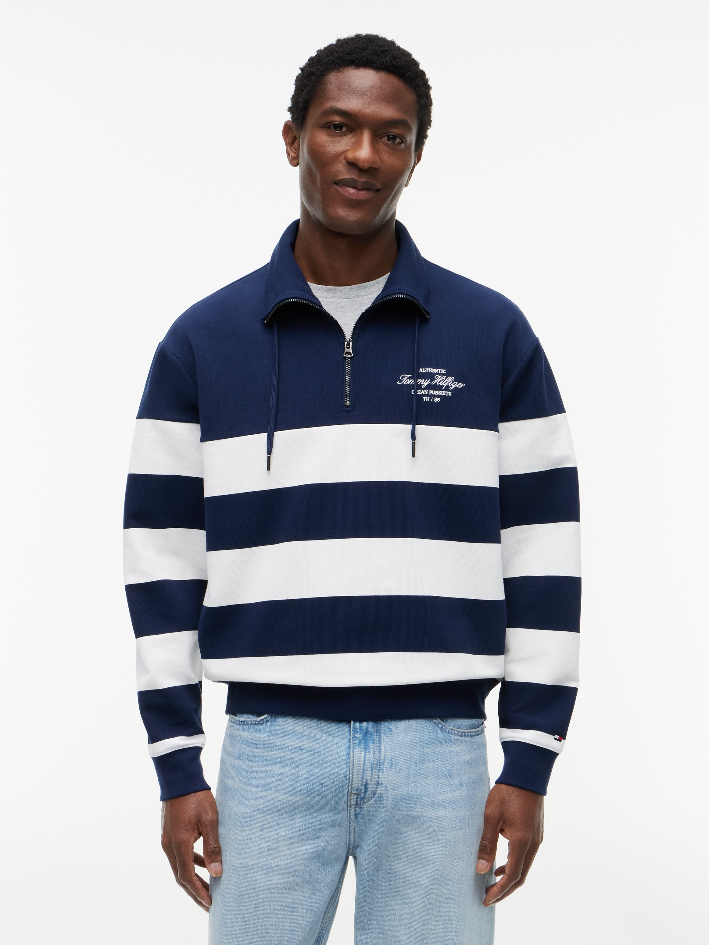 Tommy Hilfiger Sweatshirt "NAUTICAL BLOCK STRIPE 1/4 ZIP", mit Streifen, Mock Neck und Quarter-Zip