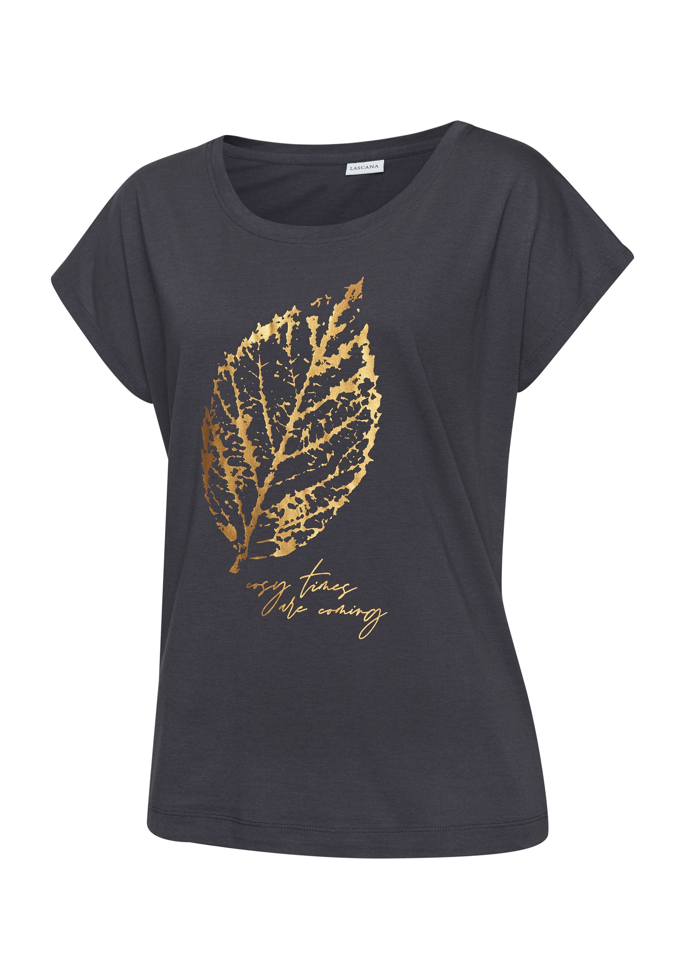 LASCANA Pyjamaoberteil, mit Folienprint
