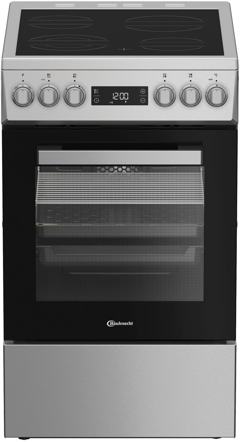 BAUKNECHT Elektro-Standherd "B5V8LMX", Energieeffizienz: A (A+++-D), silber (edelstahl), Herdsets, Heißluftbackofen mit 8 Funktionen und Hydrolyse-Reinigungsfunktion