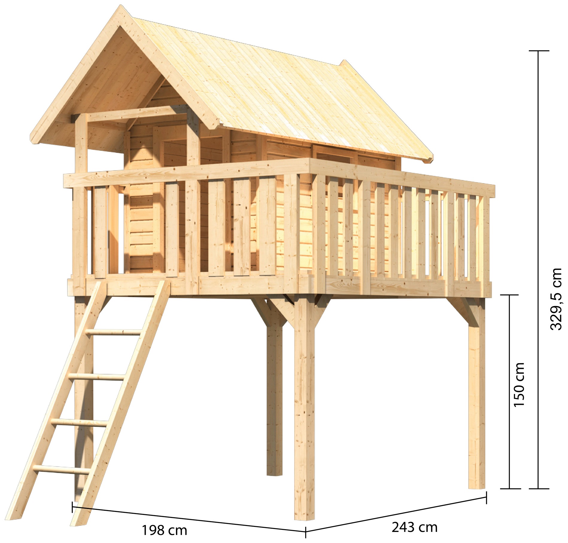 AKUBI Spielturm »Fidel«, (1 tlg.), BxTxH: 198x243x330 cm