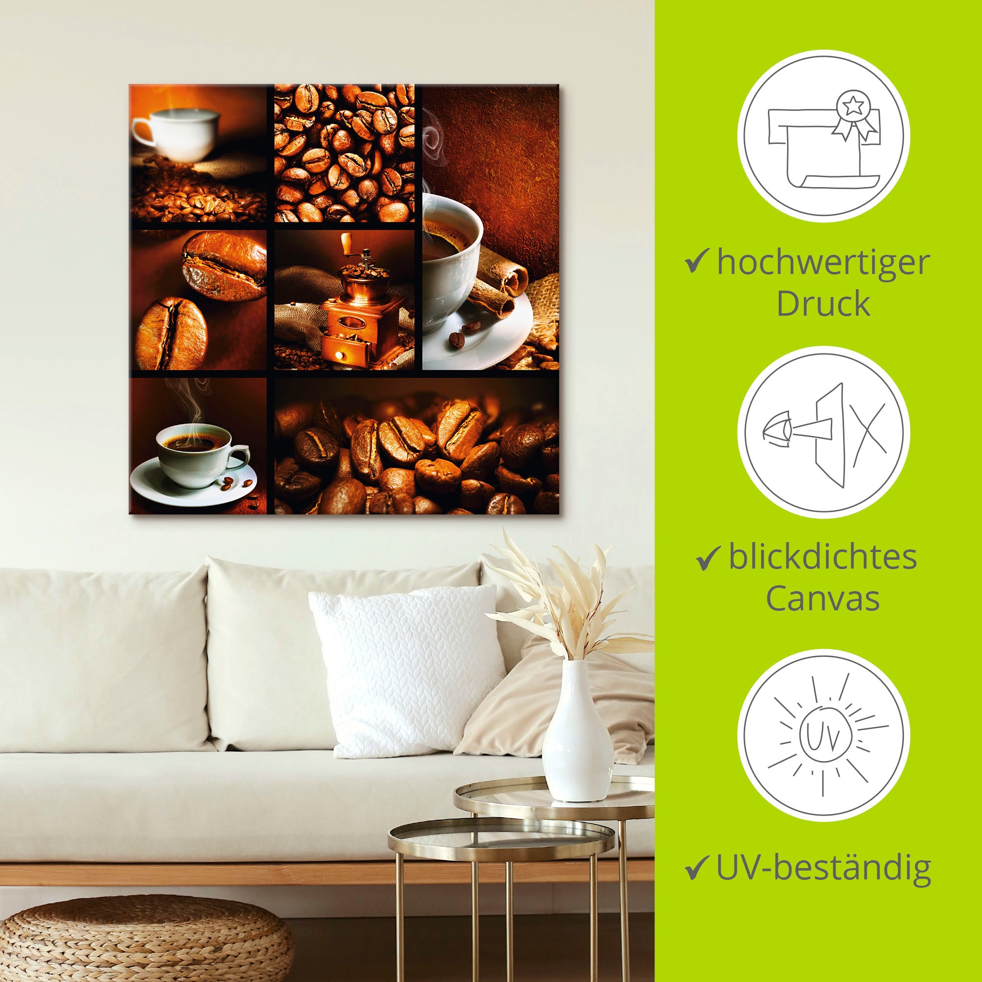 Artland Wandbild »Kaffee Collage«, Getränke, (1 St.), als Leinwandbild, Poster, Wandaufkleber in verschied. Größen
