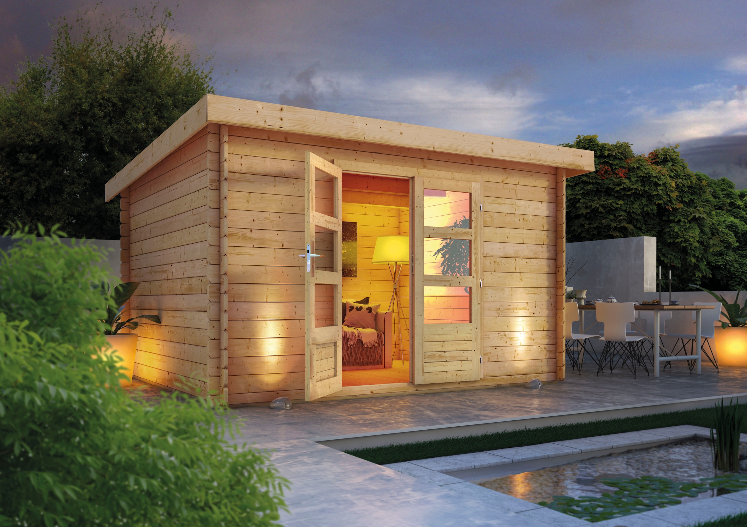 Karibu "Schloßsee 7" 28 mm Wandstärke, terragrau oder natur günstig online kaufen